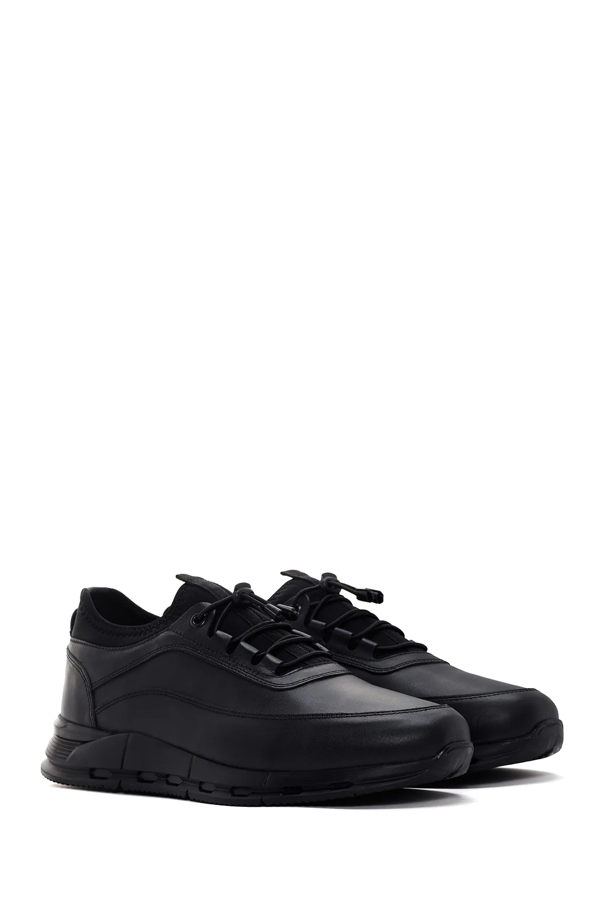 Erkek Siyah Deri Sneaker - Image 3