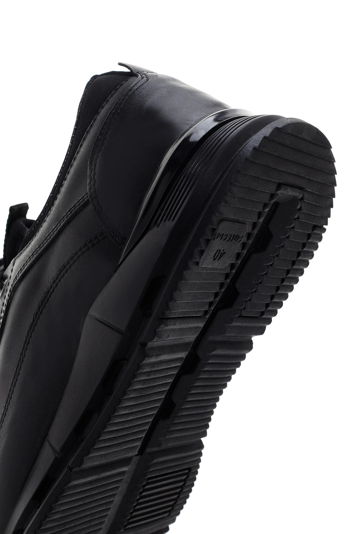 Erkek Siyah Deri Sneaker - Image 8