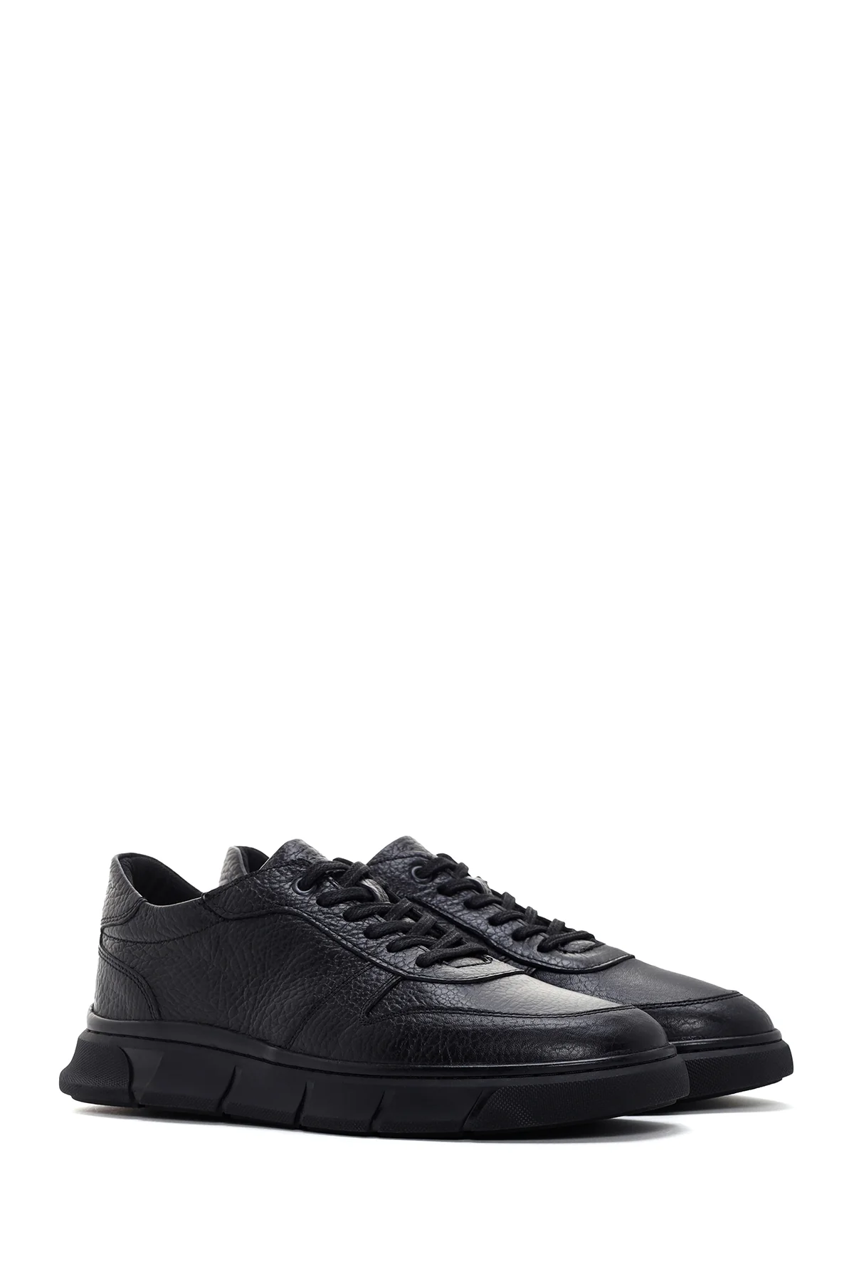Erkek Siyah Deri Sneaker - Image 3