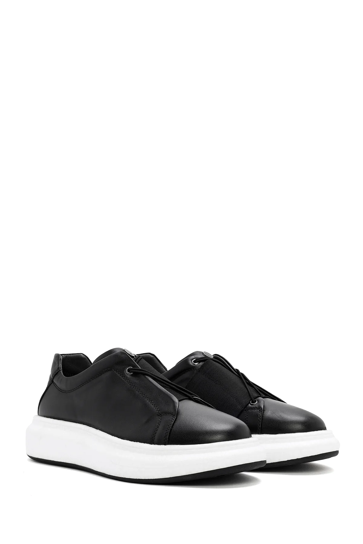 Erkek Siyah Deri Sneaker - Image 3