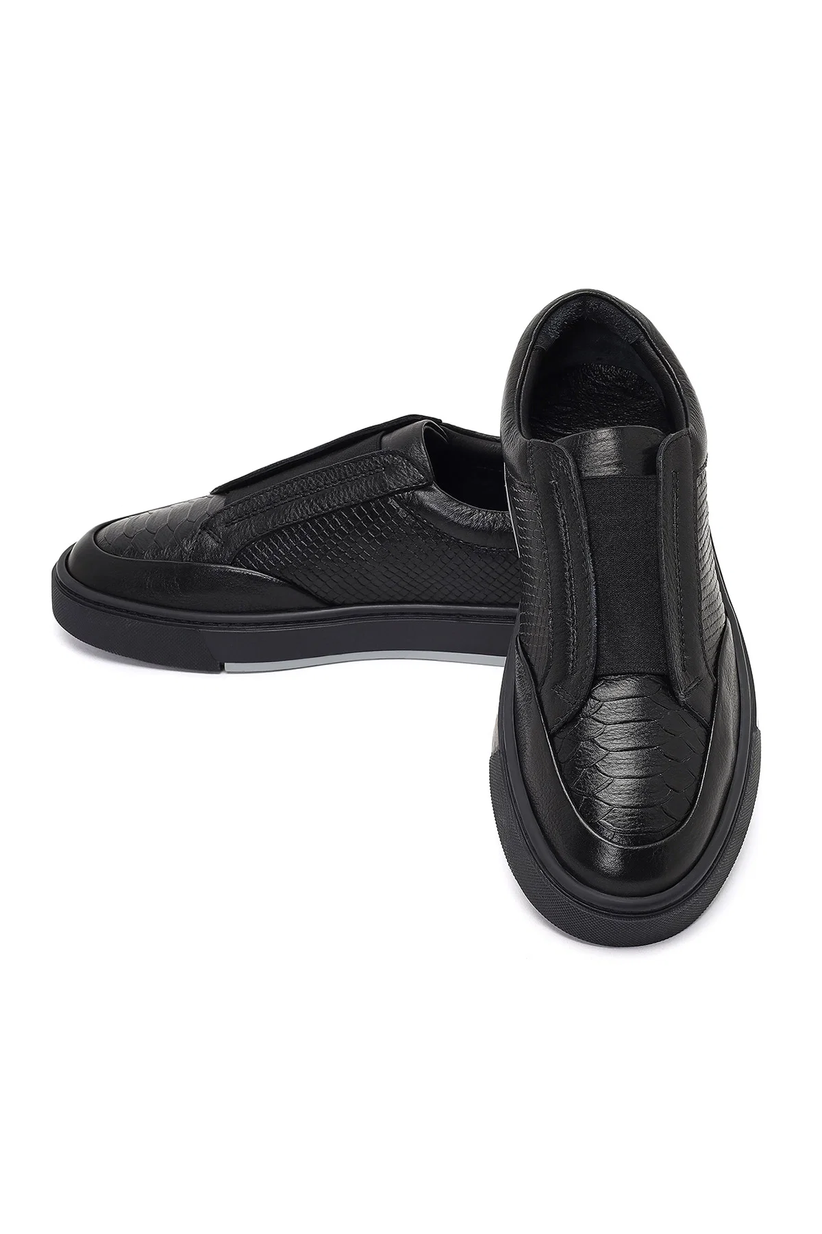Erkek Siyah Deri Sneaker - Image 11