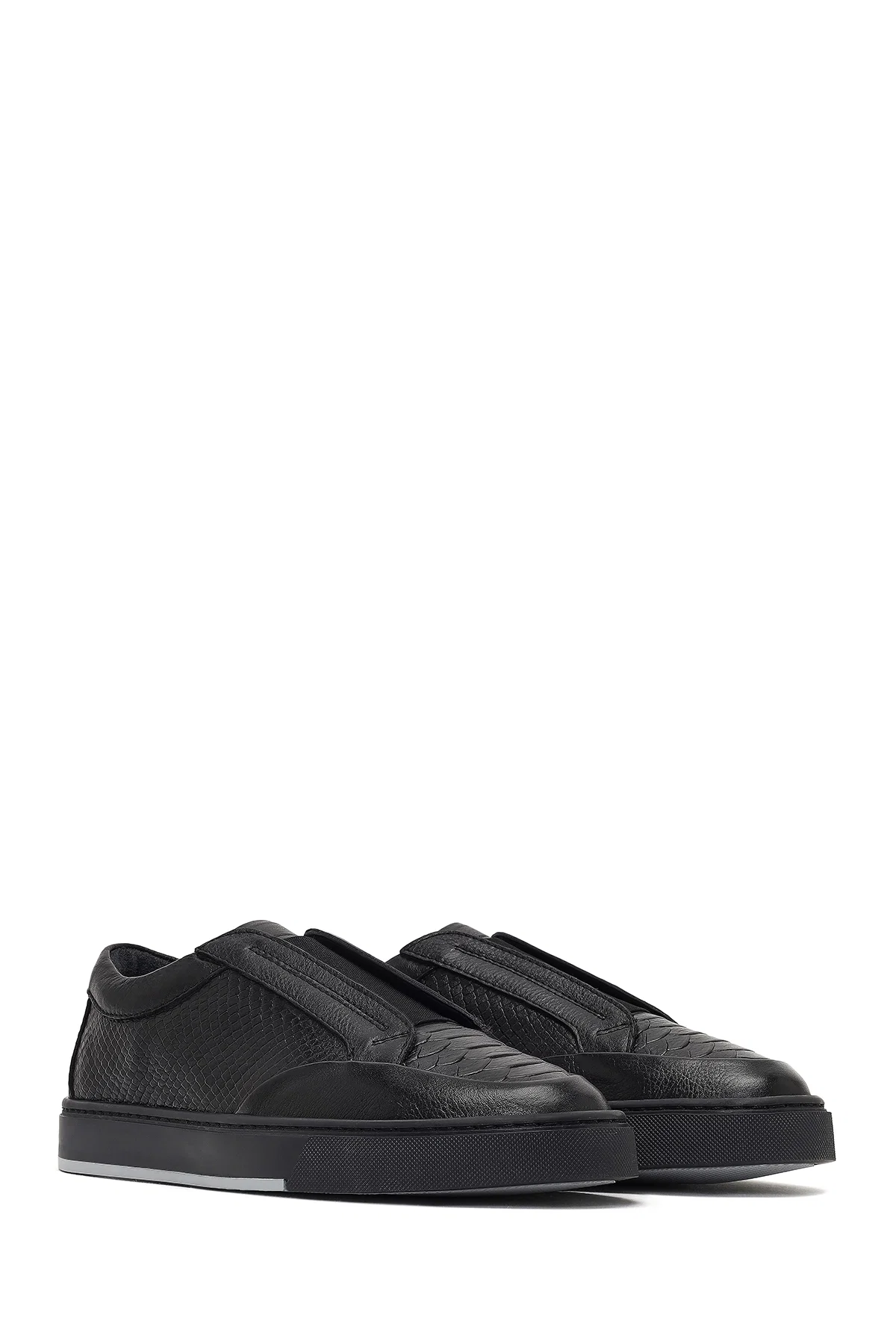 Erkek Siyah Deri Sneaker - Image 3