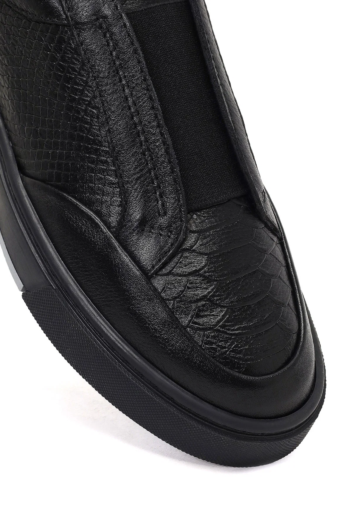 Erkek Siyah Deri Sneaker - Image 9