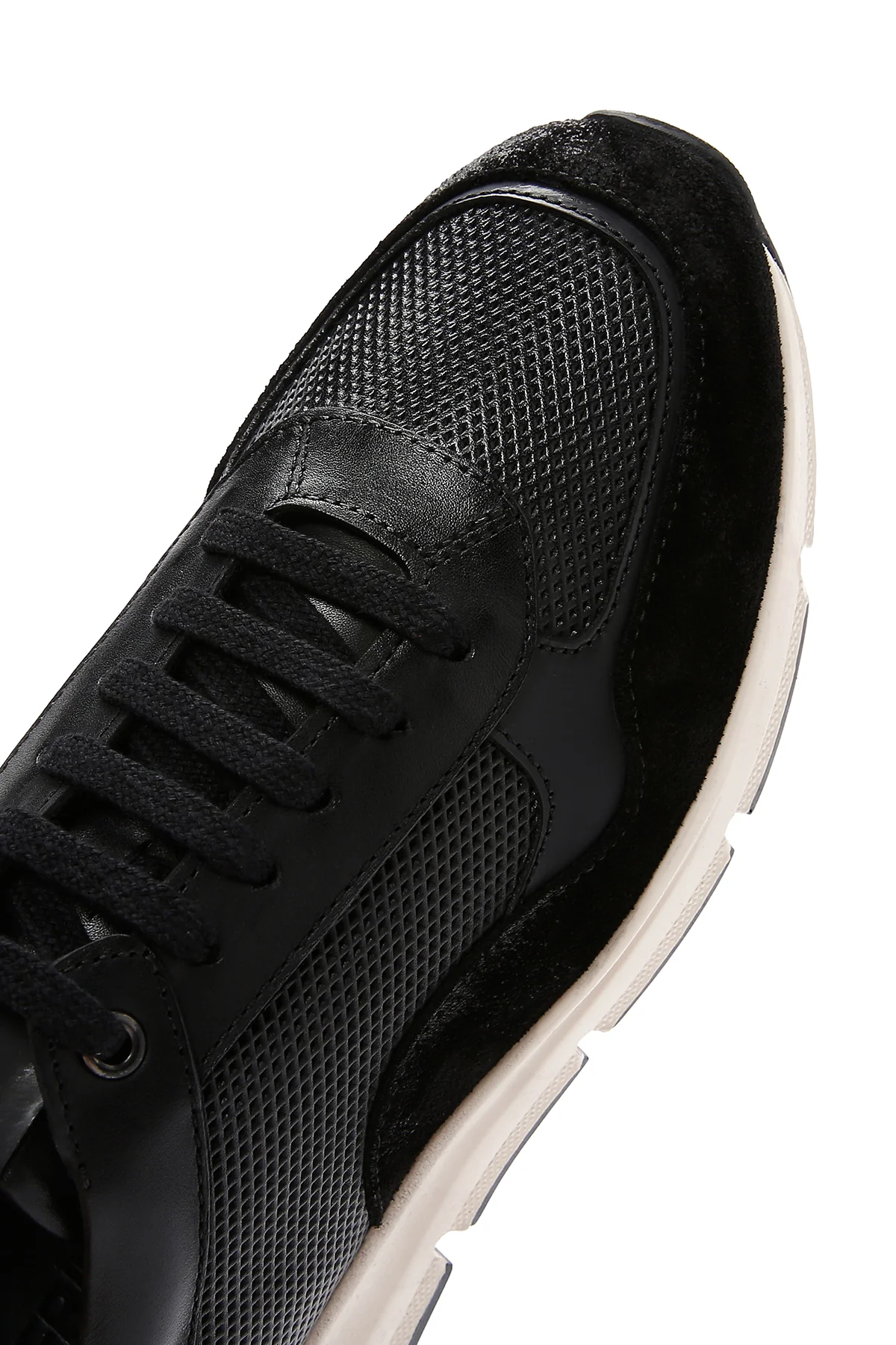 Erkek Siyah Deri Süet Detaylı Sneaker - Image 9