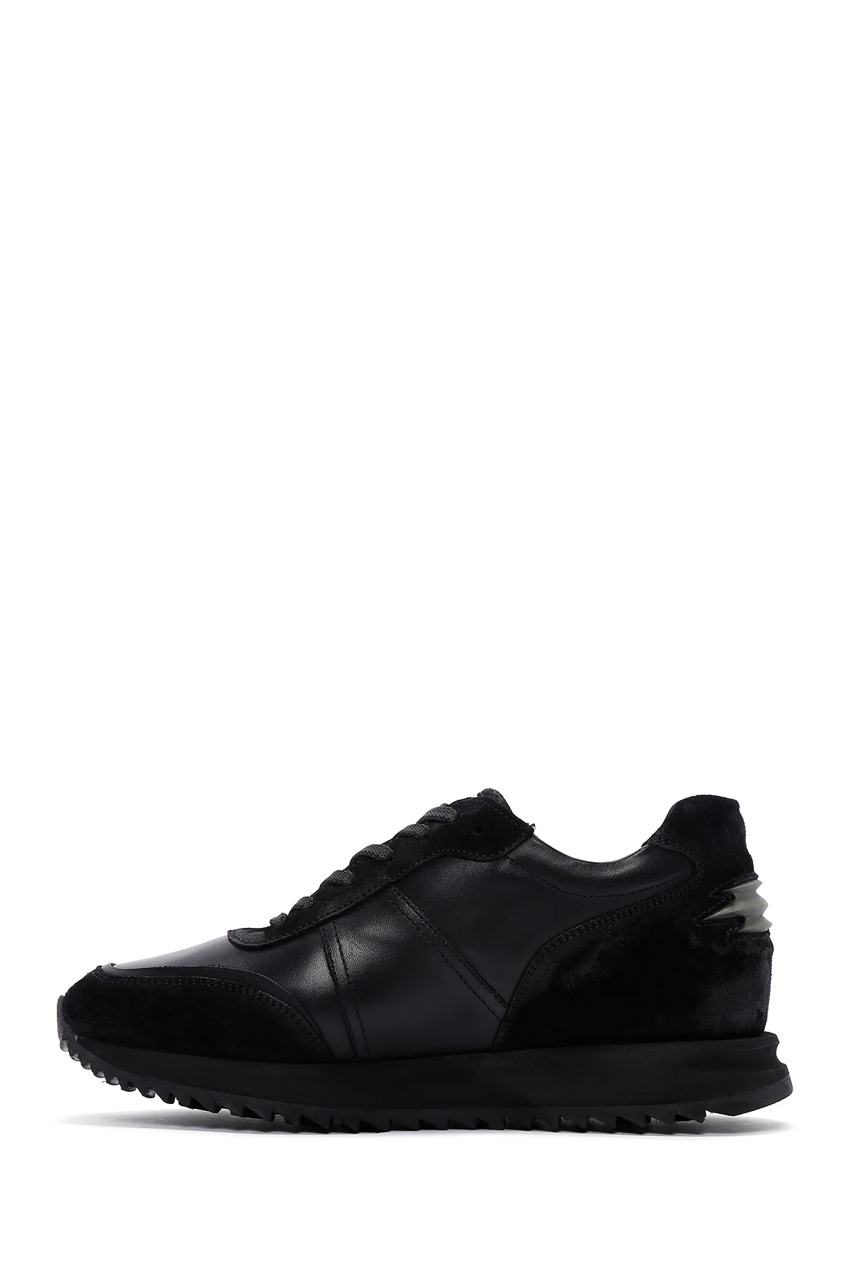 Erkek Siyah Deri Süet Detaylı Sneaker - Image 2