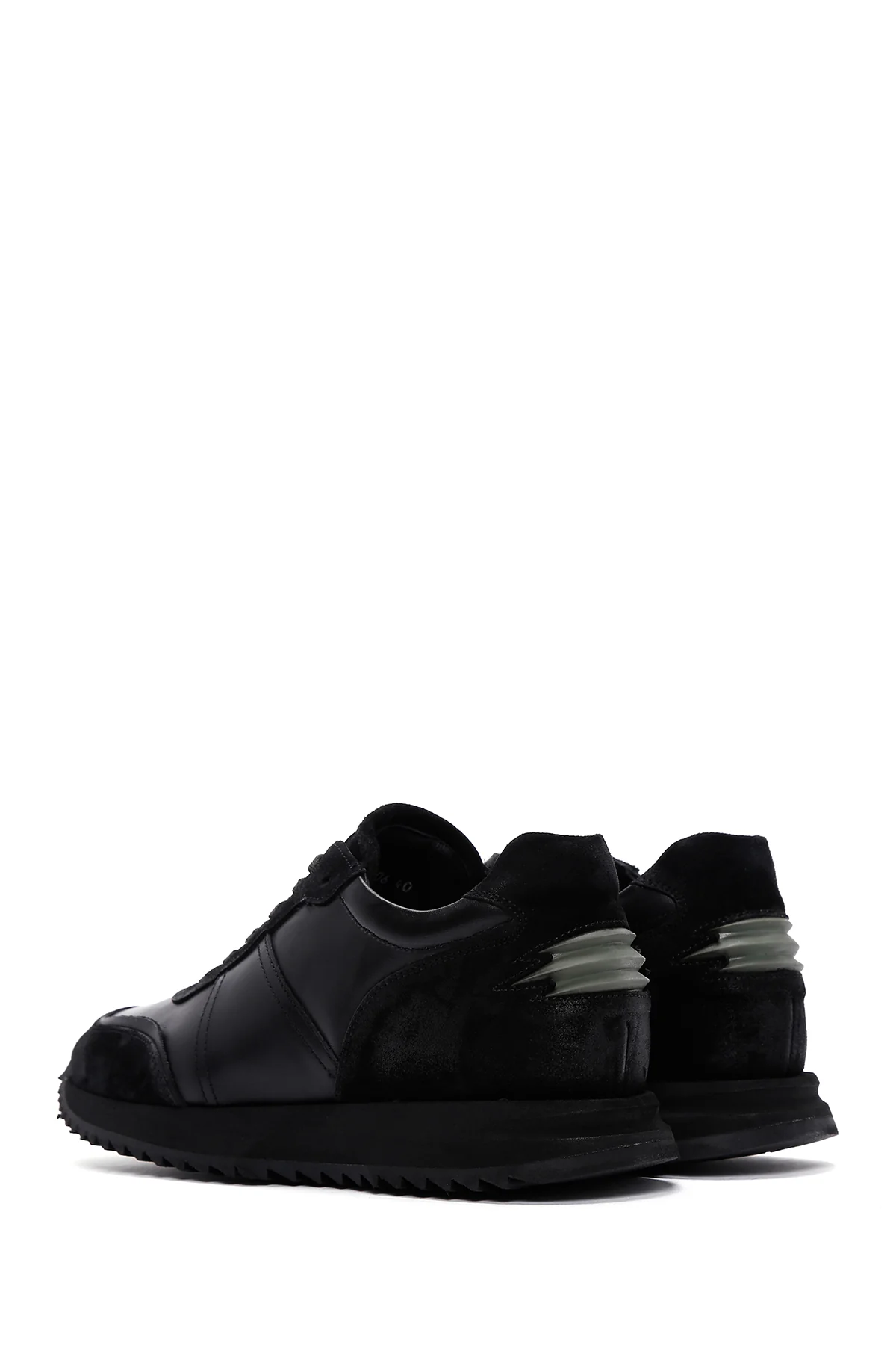 Erkek Siyah Deri Süet Detaylı Sneaker - Image 5