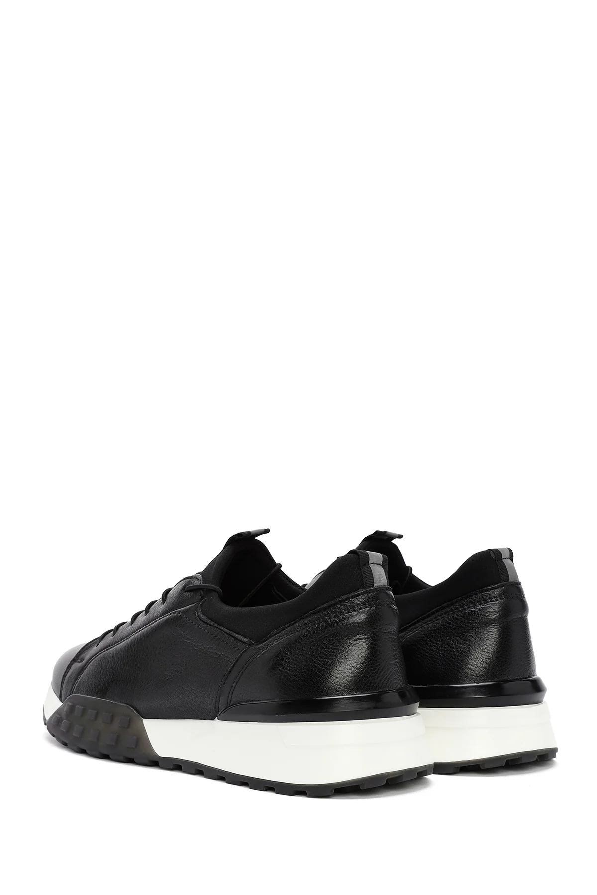 Erkek Siyah Kalın Tabanlı Bağcıklı Deri Casual Sneaker - Image 5