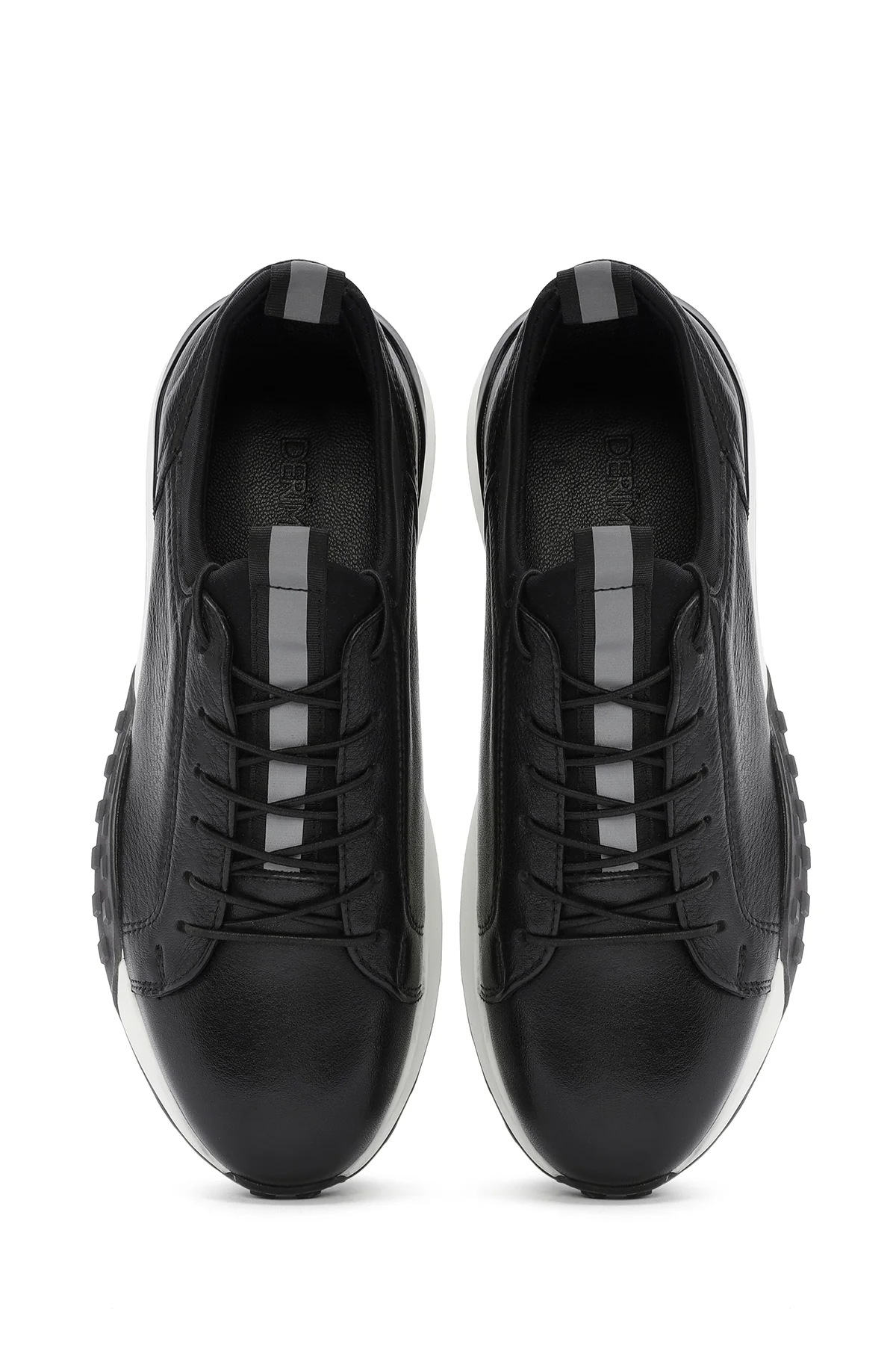 Erkek Siyah Kalın Tabanlı Bağcıklı Deri Casual Sneaker - Image 7