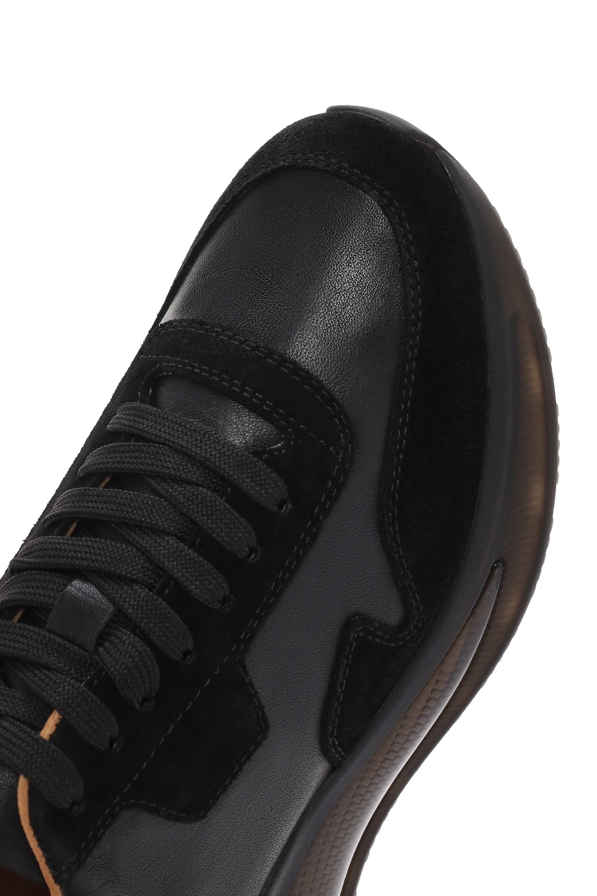 Erkek Siyah Kalın Tabanlı Bağcıklı Deri Sneaker - Image 10