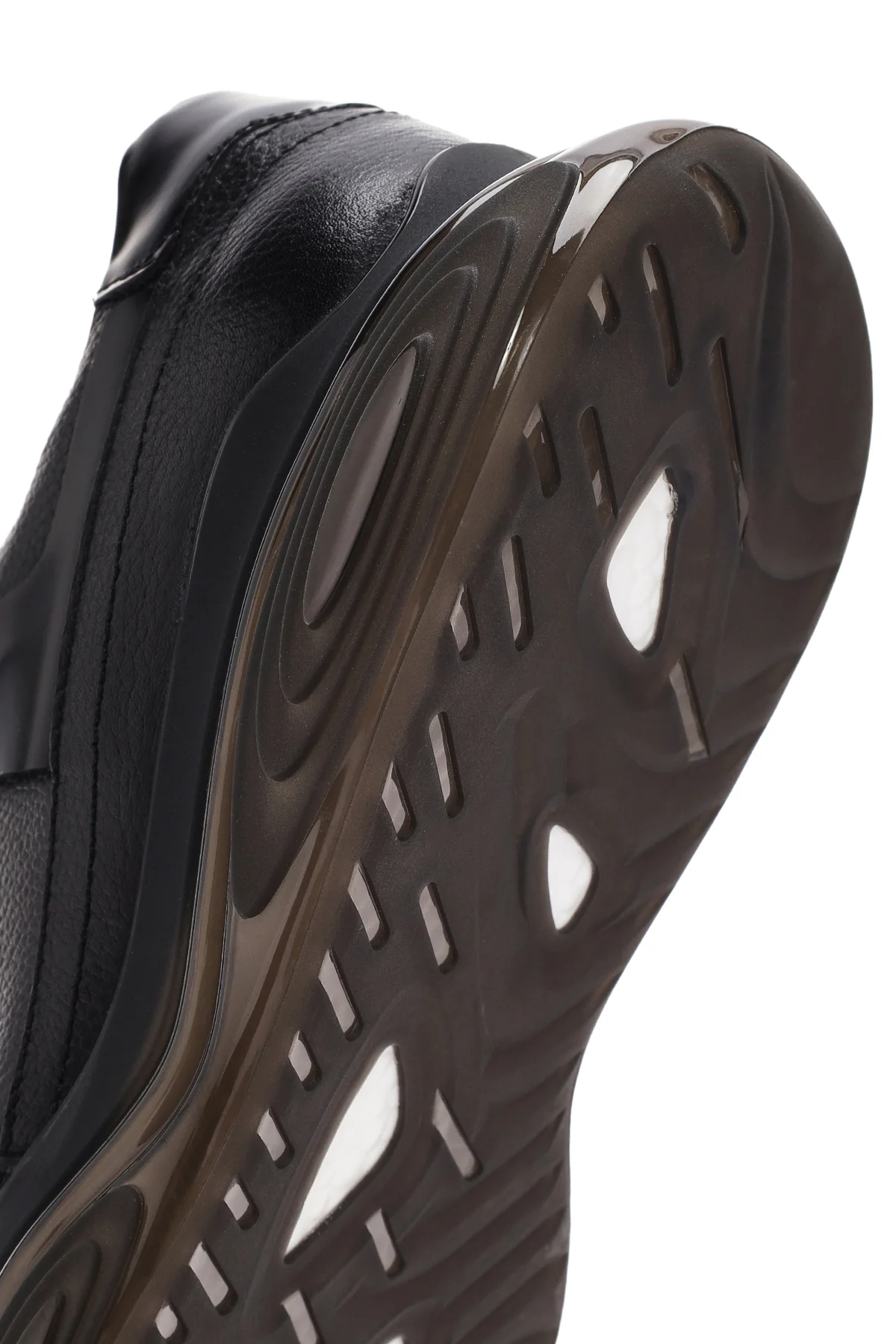Erkek Siyah Kalın Tabanlı Bağcıklı Deri Sneaker - Image 8