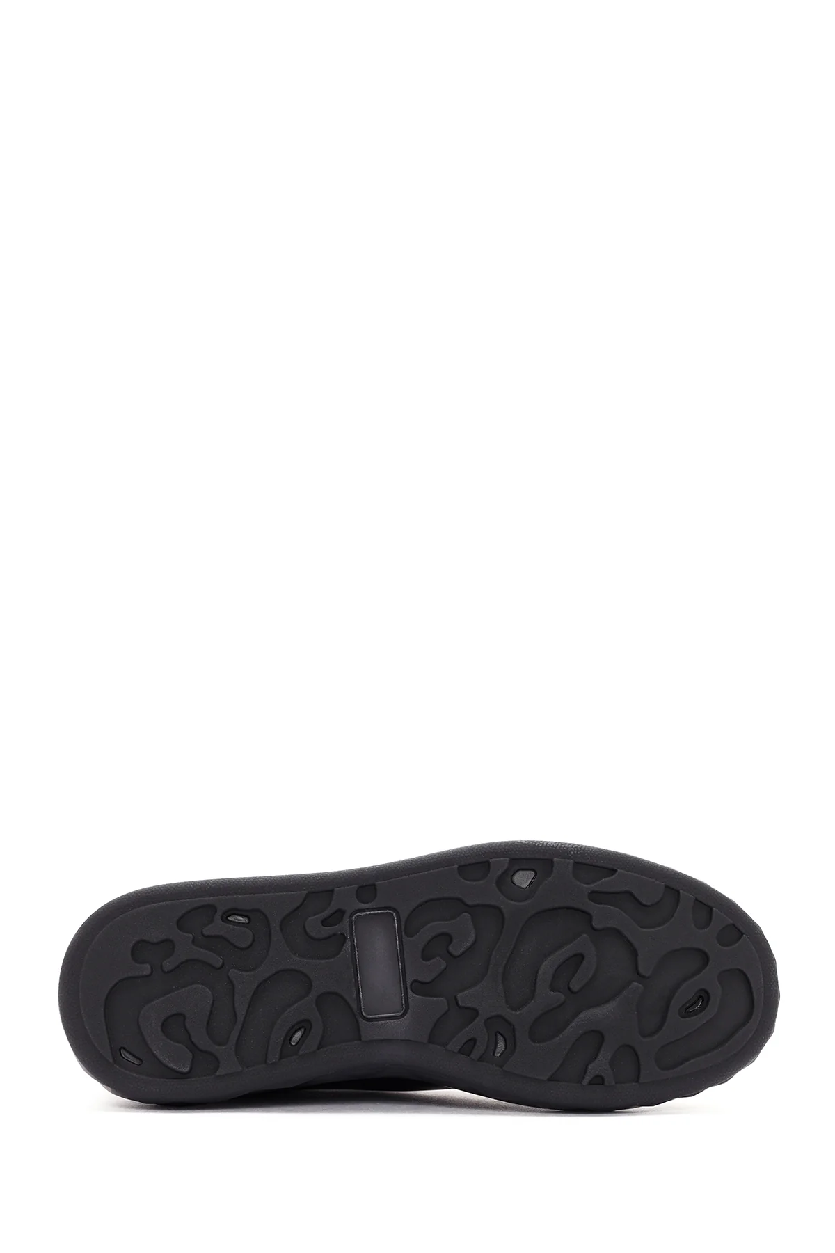 Erkek Siyah Kalın Tabanlı Bağcıklı Deri Sneaker - Image 4
