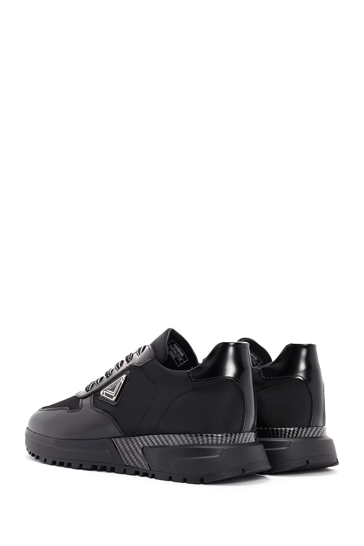 Erkek Siyah Kalın Tabanlı Bağcıklı Deri Sneaker - Image 5