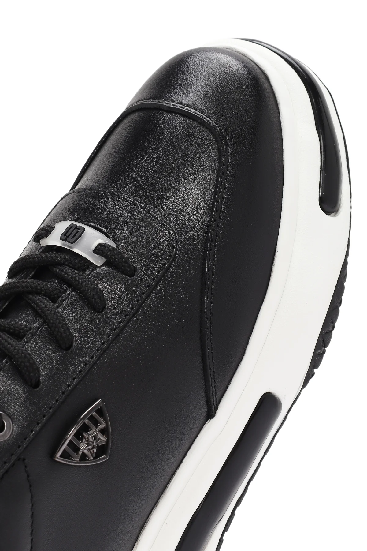 Erkek Siyah Kalın Tabanlı Bağcıklı Deri Sneaker - Image 11