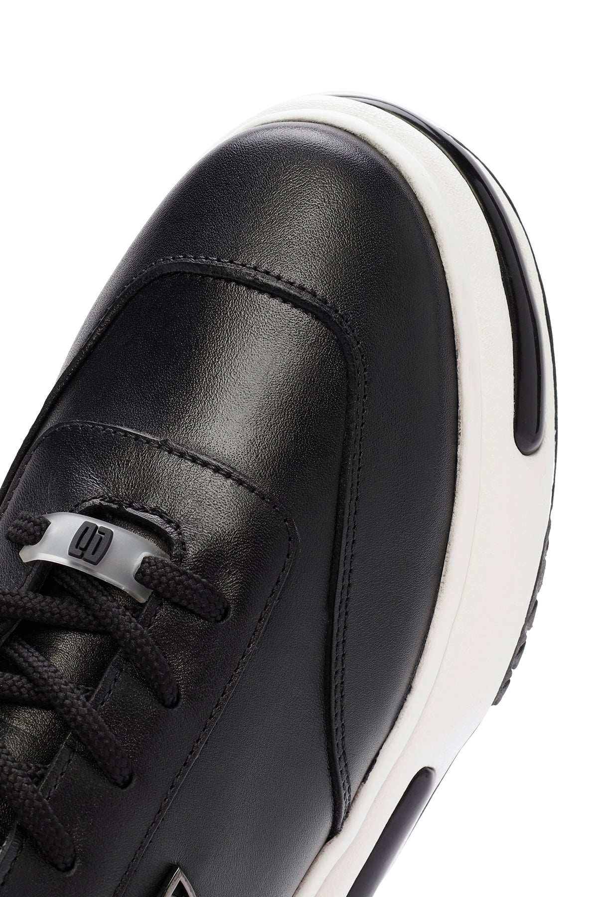 Erkek Siyah Kalın Tabanlı Bağcıklı Deri Sneaker - Image 8