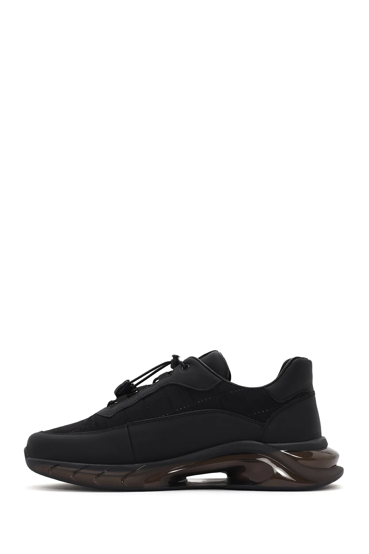 Erkek Siyah Kalın Tabanlı Bağcıklı Deri Sneaker - Image 2