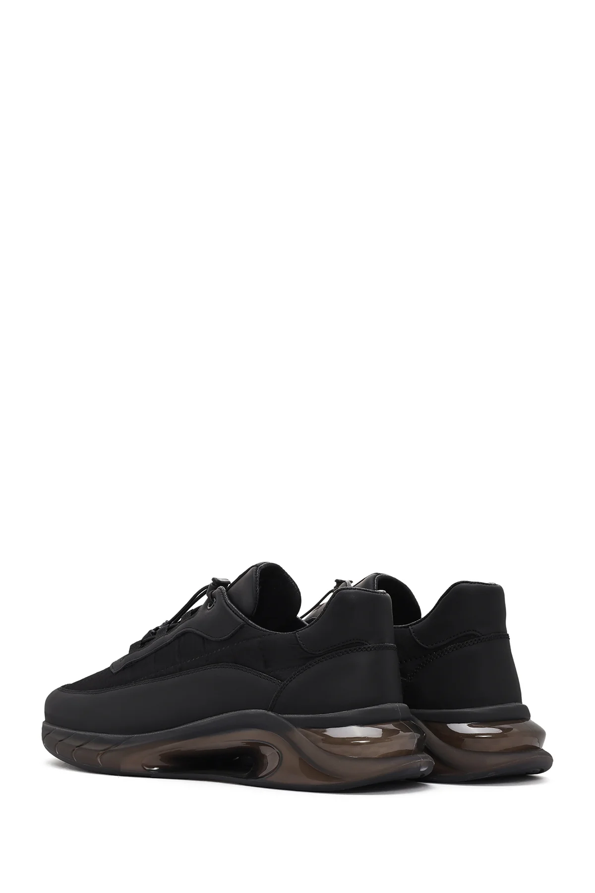 Erkek Siyah Kalın Tabanlı Bağcıklı Deri Sneaker - Image 5