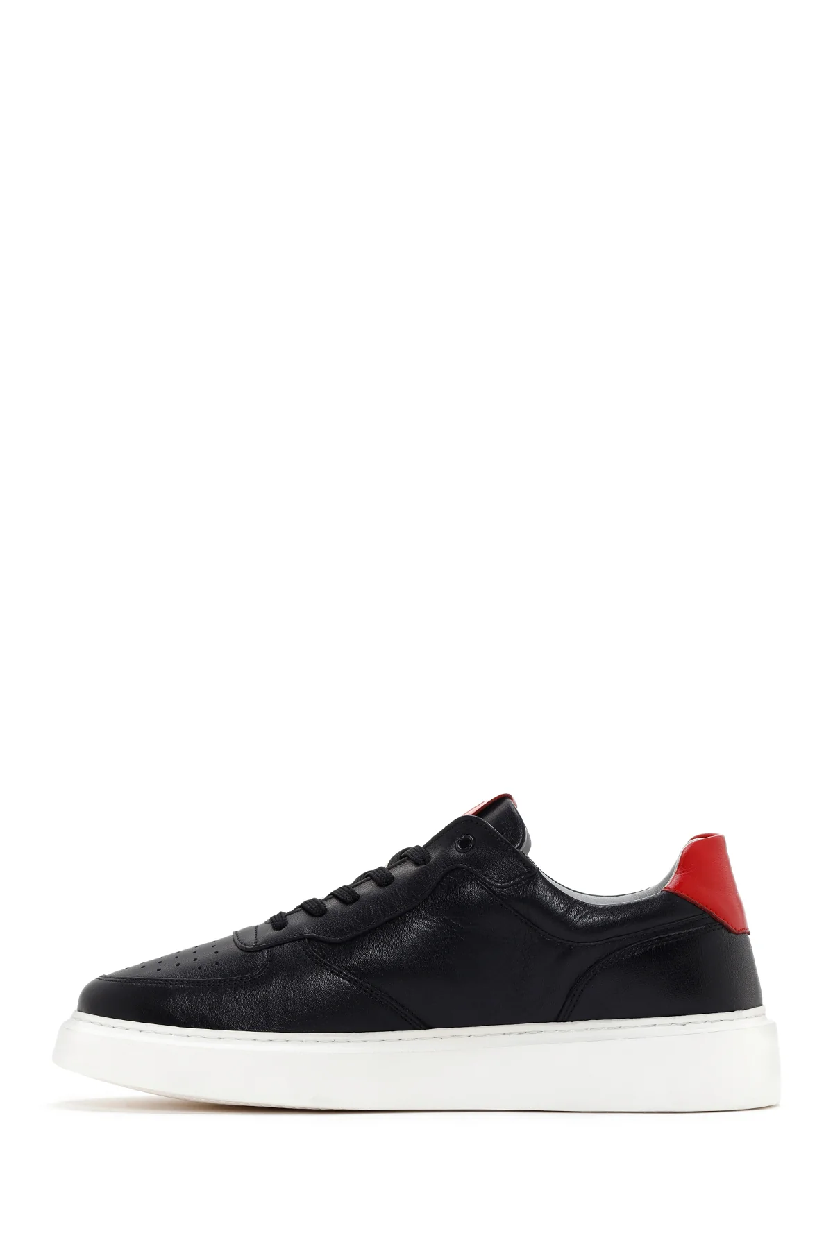 Erkek Siyah Kalın Tabanlı Bağcıklı Deri Sneaker - Image 2
