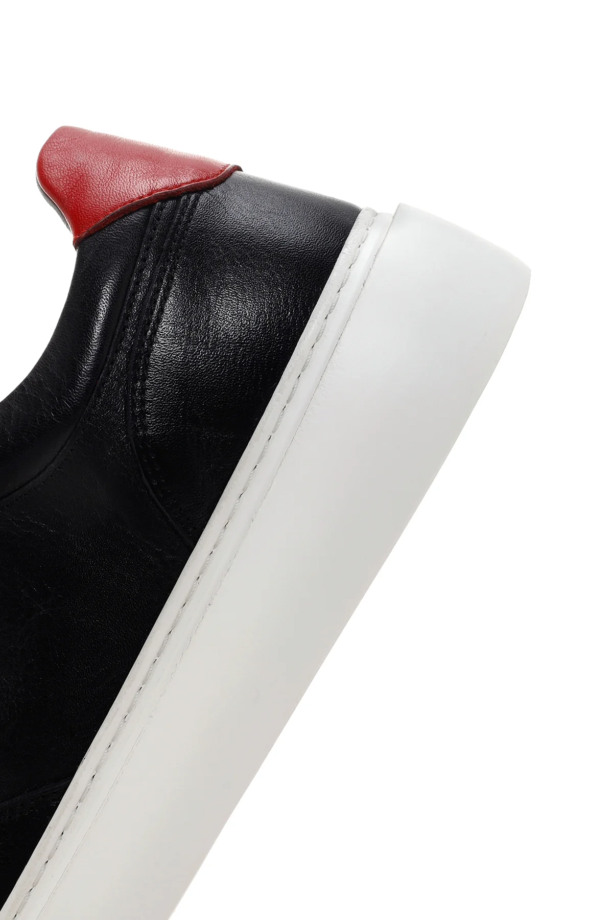 Erkek Siyah Kalın Tabanlı Bağcıklı Deri Sneaker - Image 7