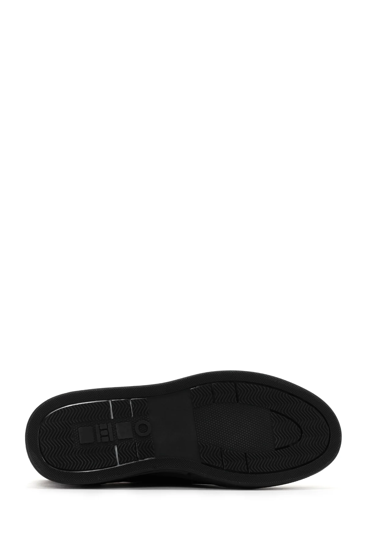 Erkek Siyah Kalın Tabanlı Bağcıklı Deri Sneaker - Image 4