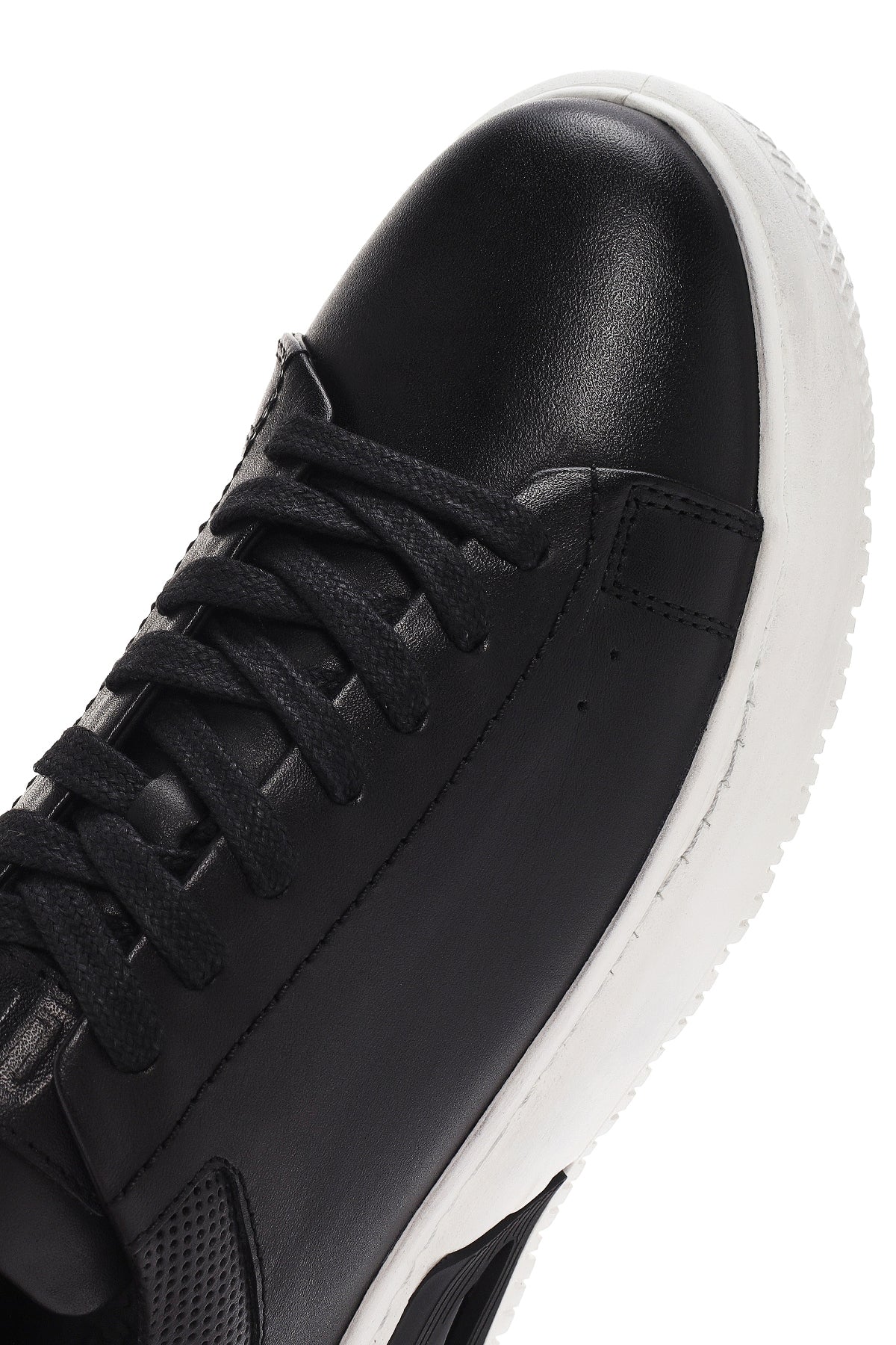 Erkek Siyah Kalın Tabanlı Bağcıklı Deri Sneaker - Image 9