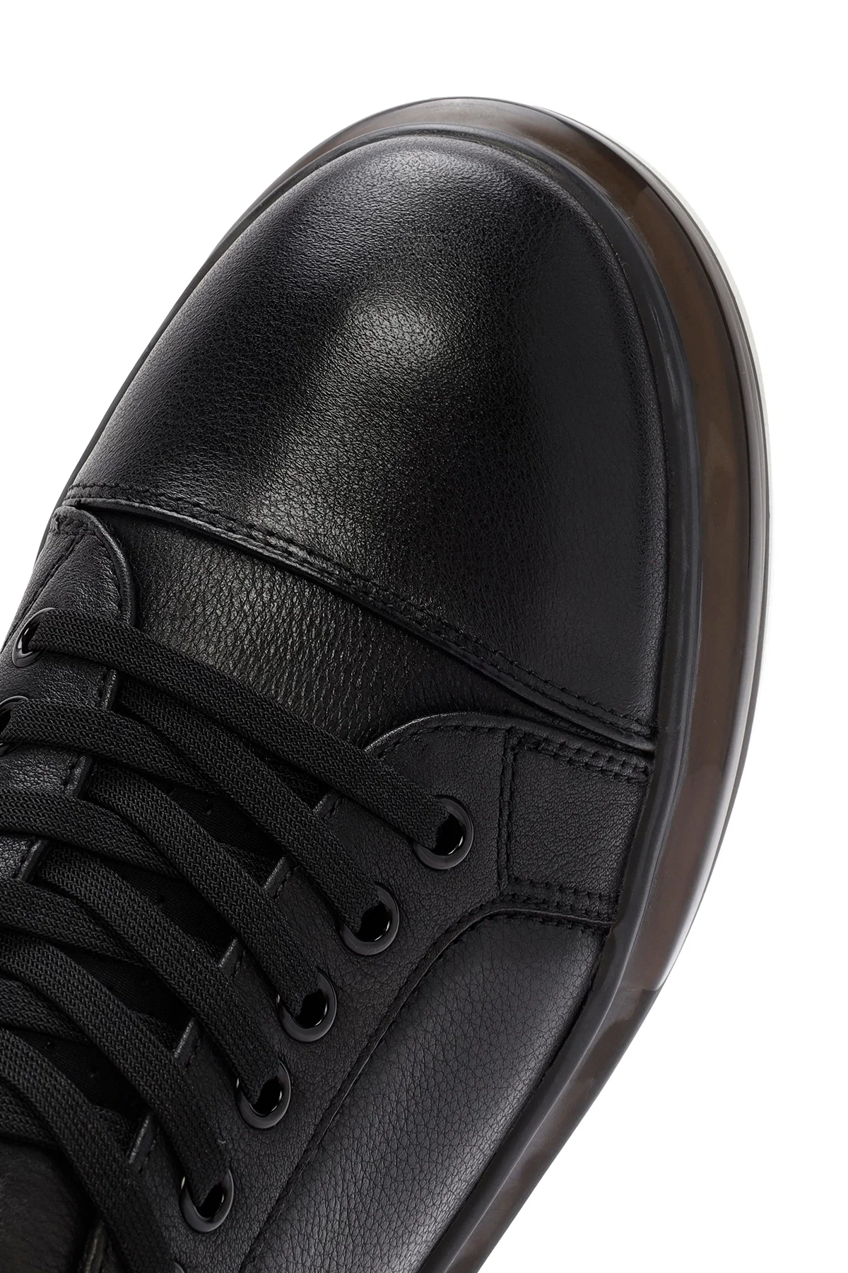 Erkek Siyah Kalın Tabanlı Bağcıklı Deri Sneaker - Image 9