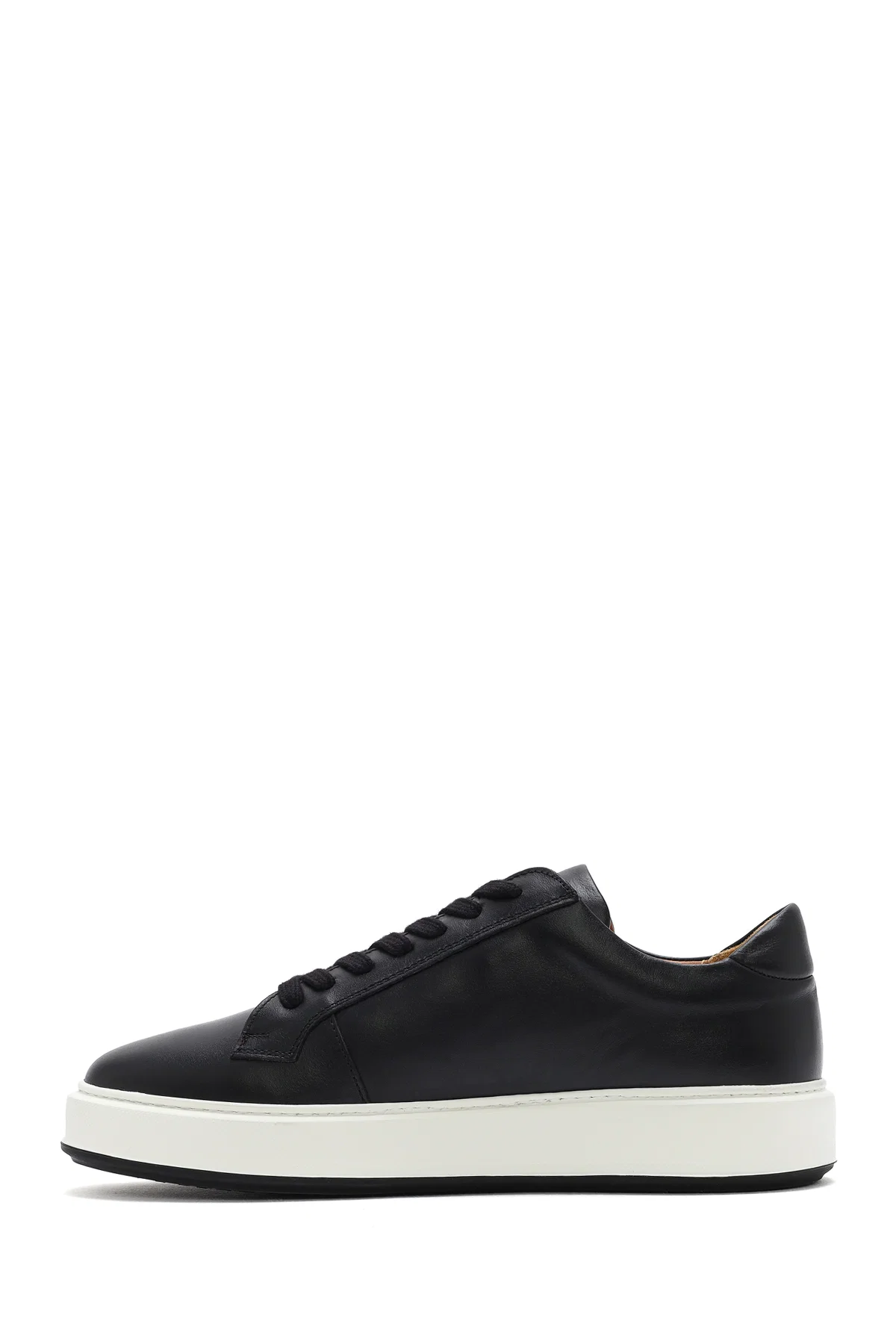 Erkek Siyah Kalın Tabanlı Bağcıklı Deri Sneaker - Image 2