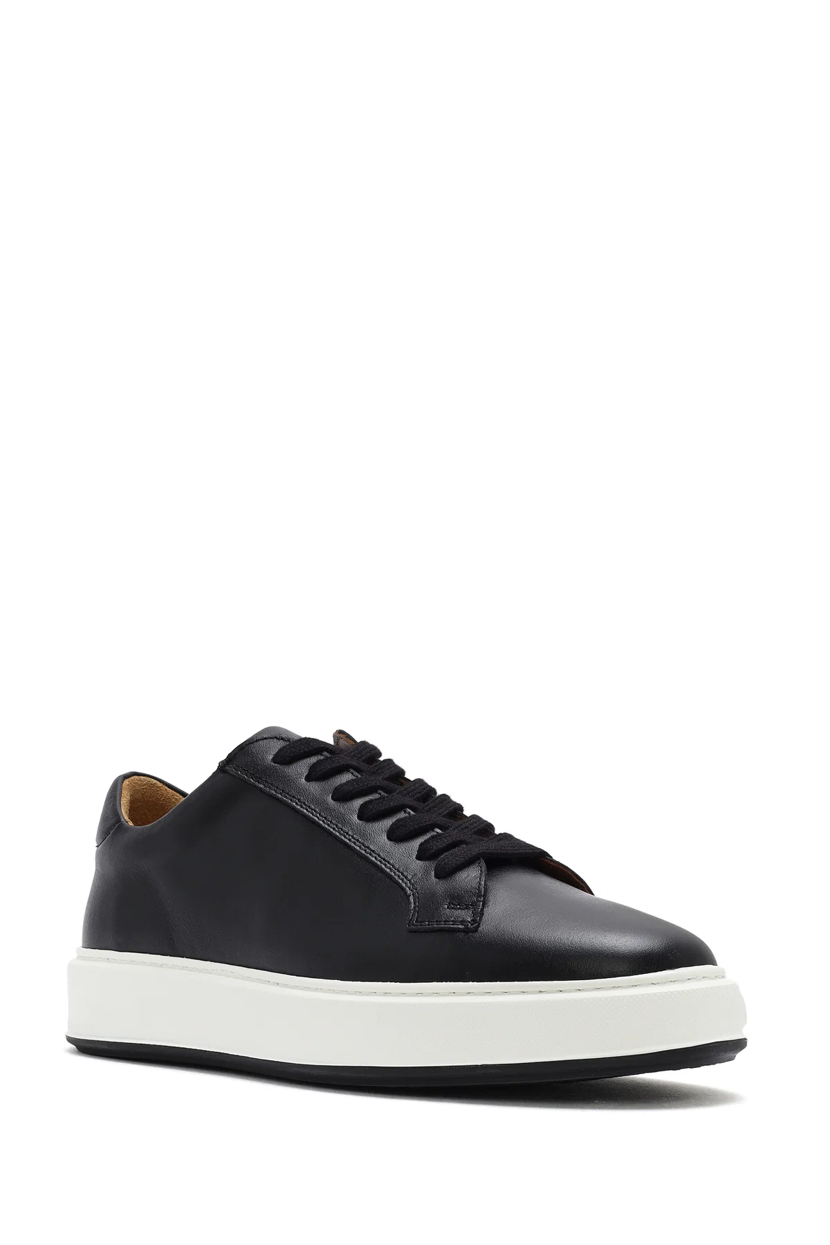 Erkek Siyah Kalın Tabanlı Bağcıklı Deri Sneaker - Image 7