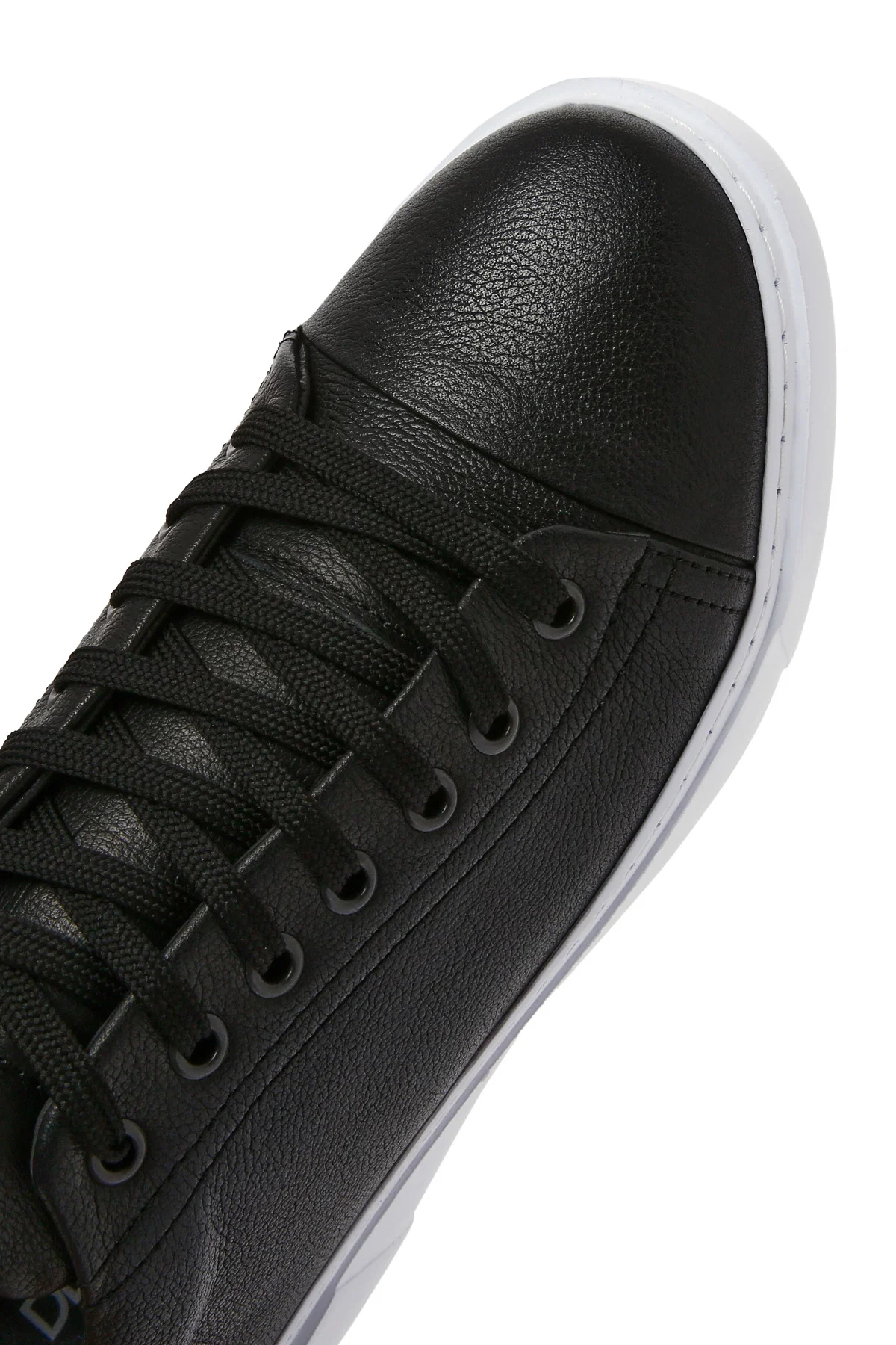 Erkek Siyah Kalın Tabanlı Bağcıklı Deri Sneaker - Image 10