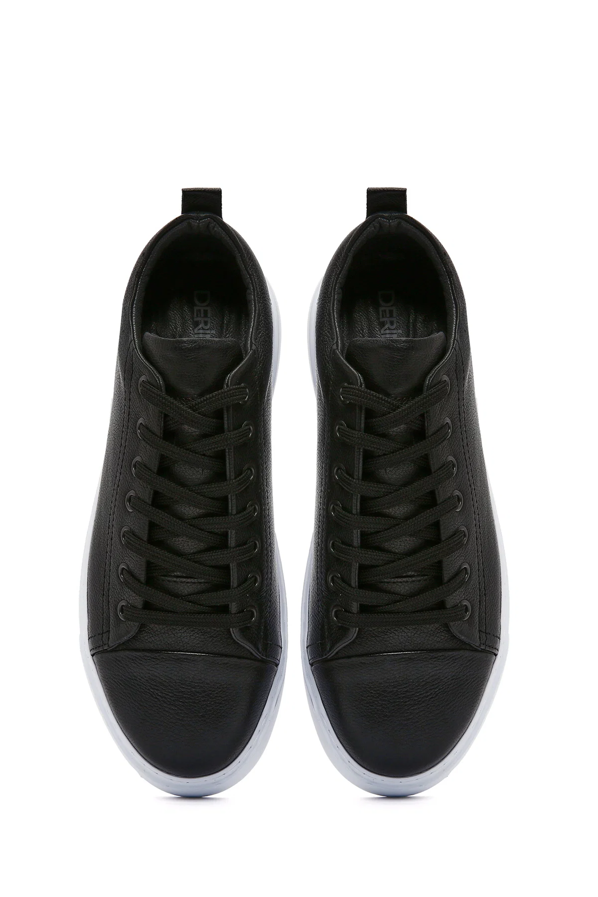 Erkek Siyah Kalın Tabanlı Bağcıklı Deri Sneaker - Image 7