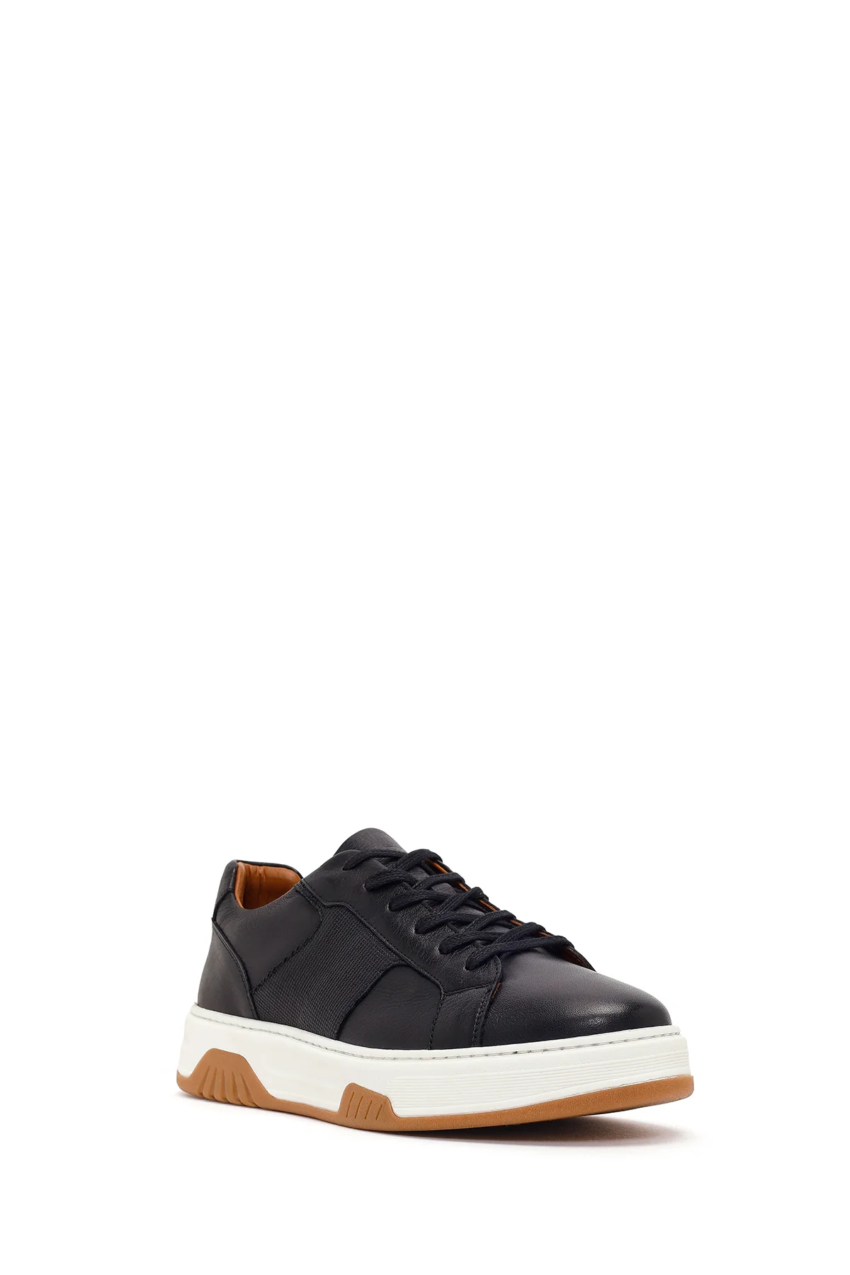 Erkek Siyah Kalın Tabanlı Bağcıklı Deri Sneaker - Image 7