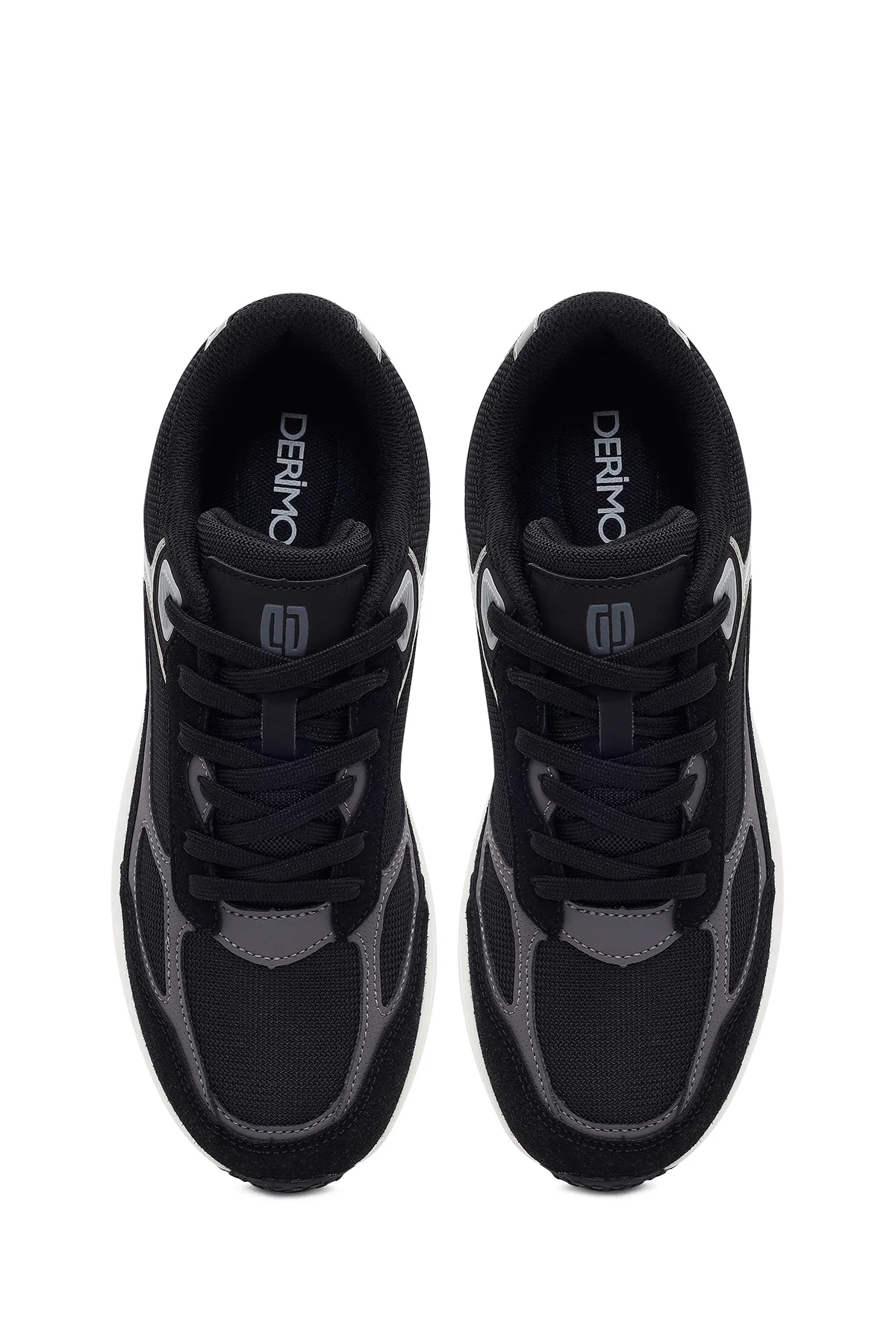 Erkek Siyah Kalın Tabanlı Bağcıklı Sneaker - Image 4