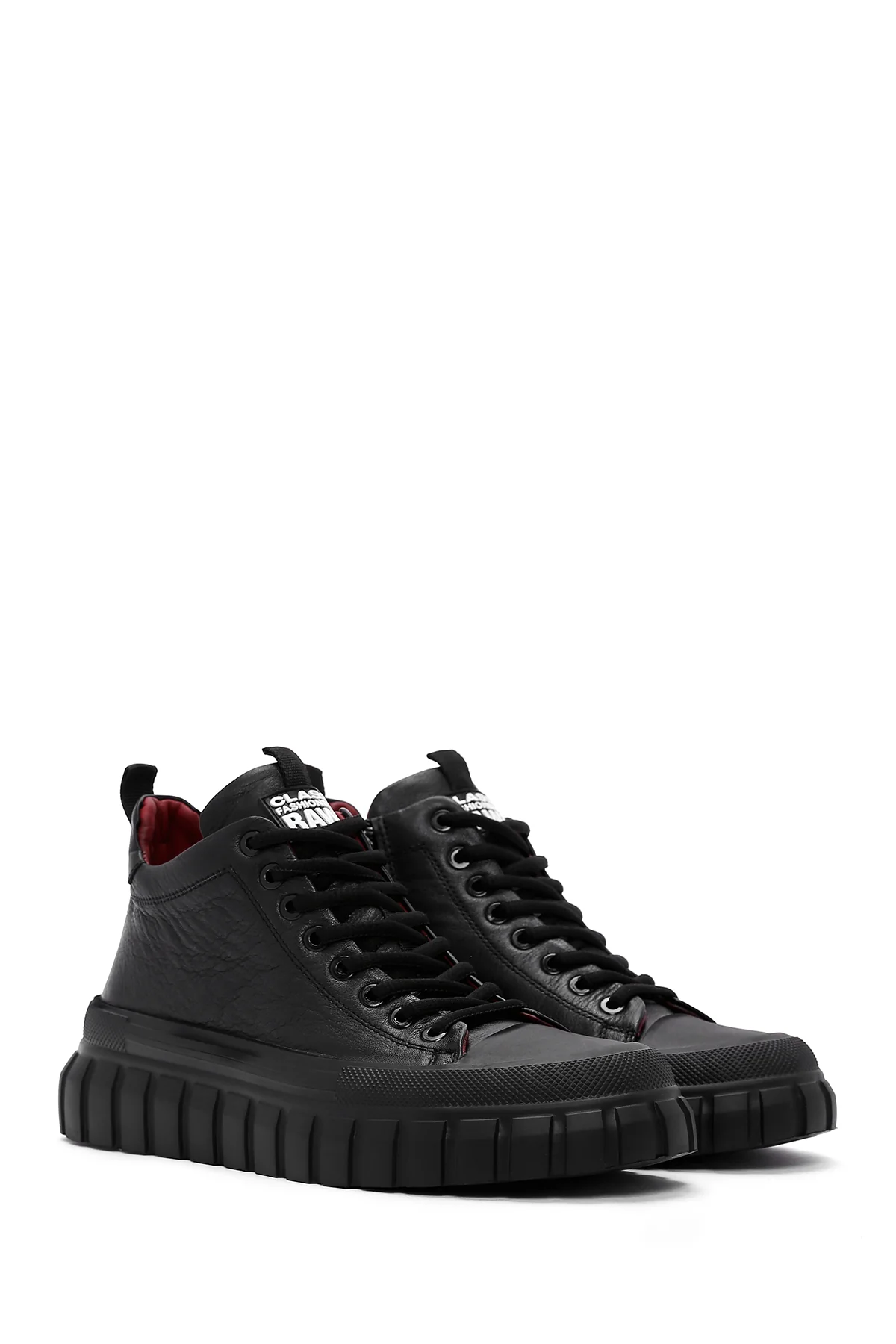 Erkek Siyah Kalın Tabanlı Deri Blekli Sneaker Bot - Image 3