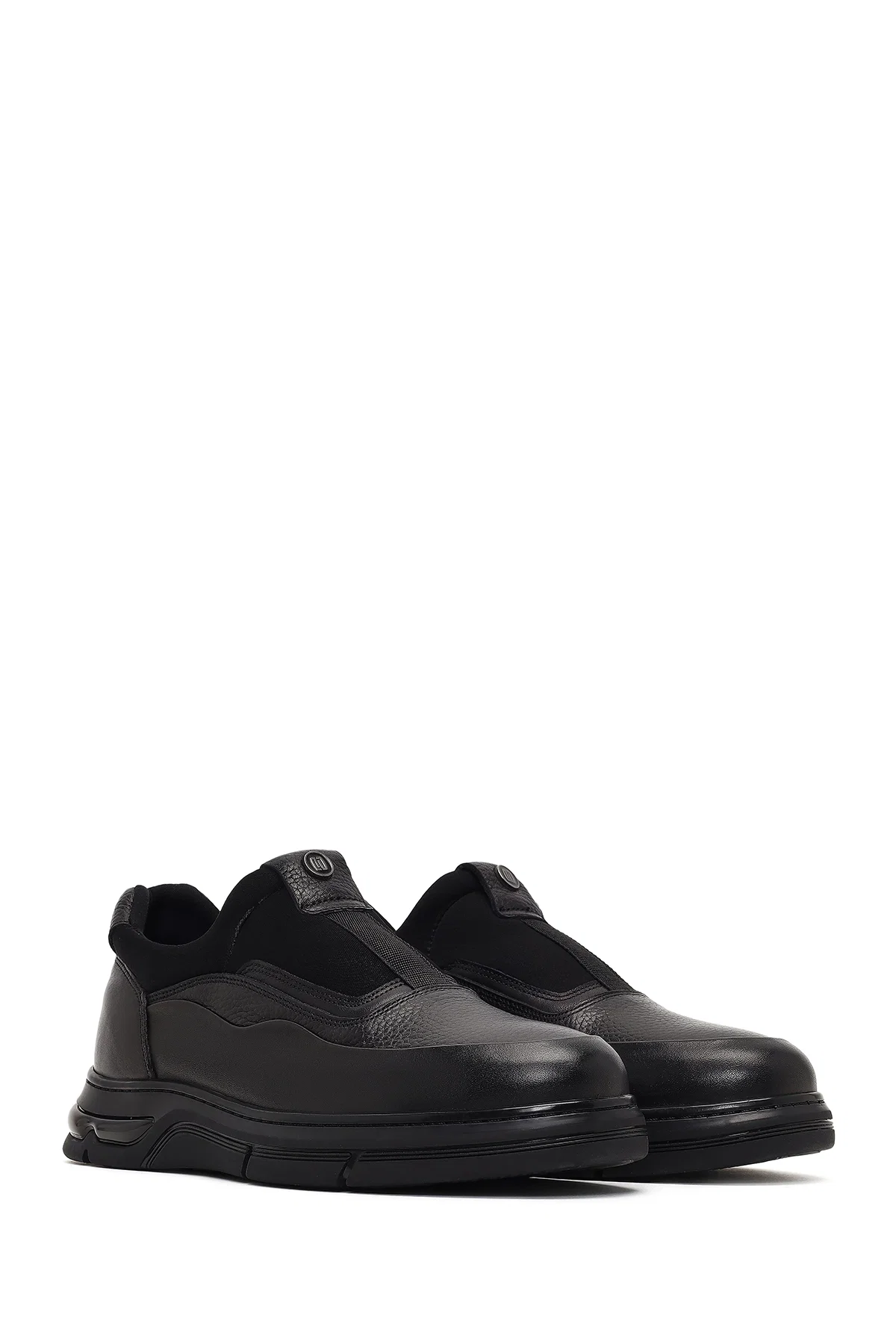 Erkek Siyah Kalın Tabanlı Deri Casual Comfort Sneaker - Image 3