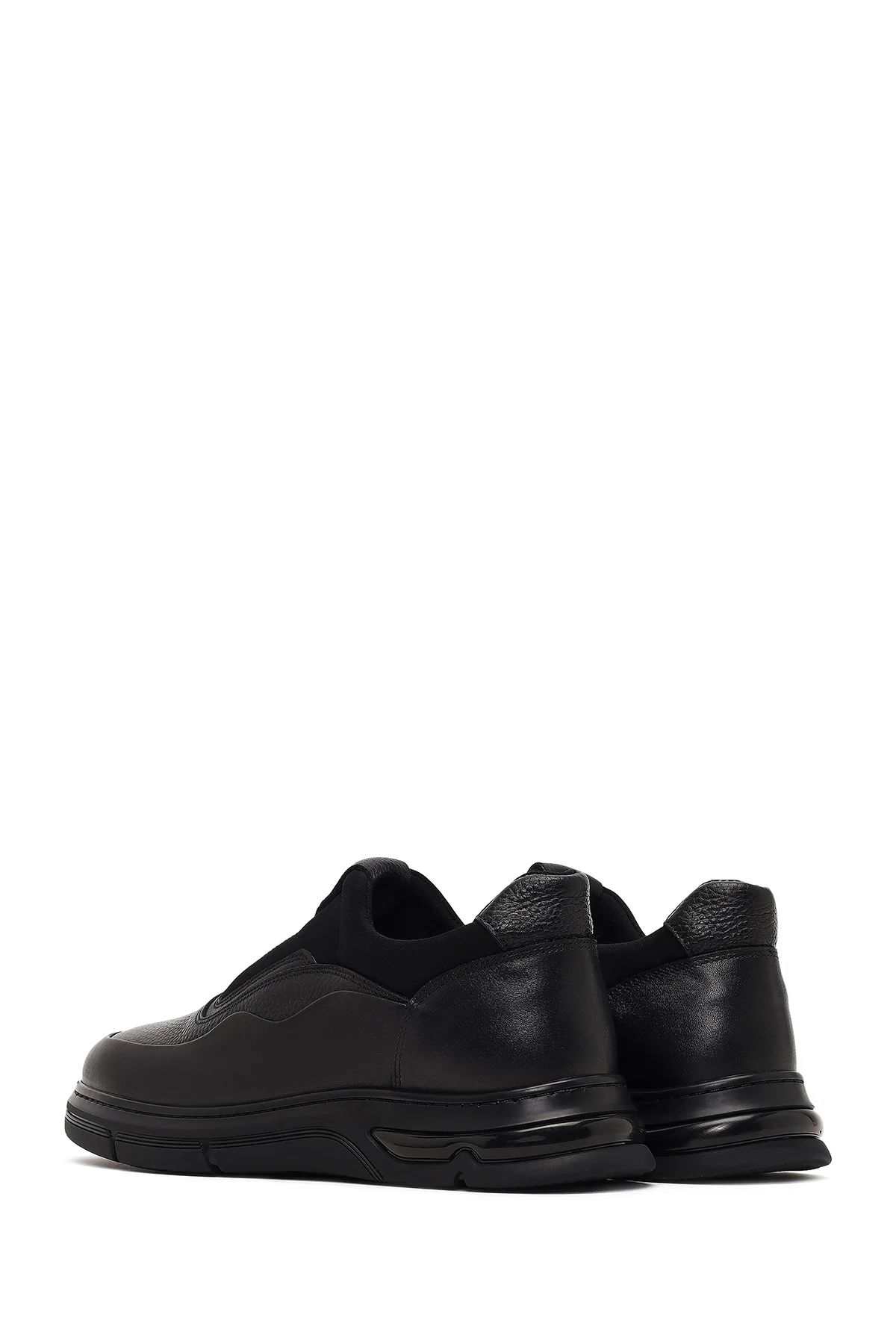 Erkek Siyah Kalın Tabanlı Deri Casual Comfort Sneaker - Image 5