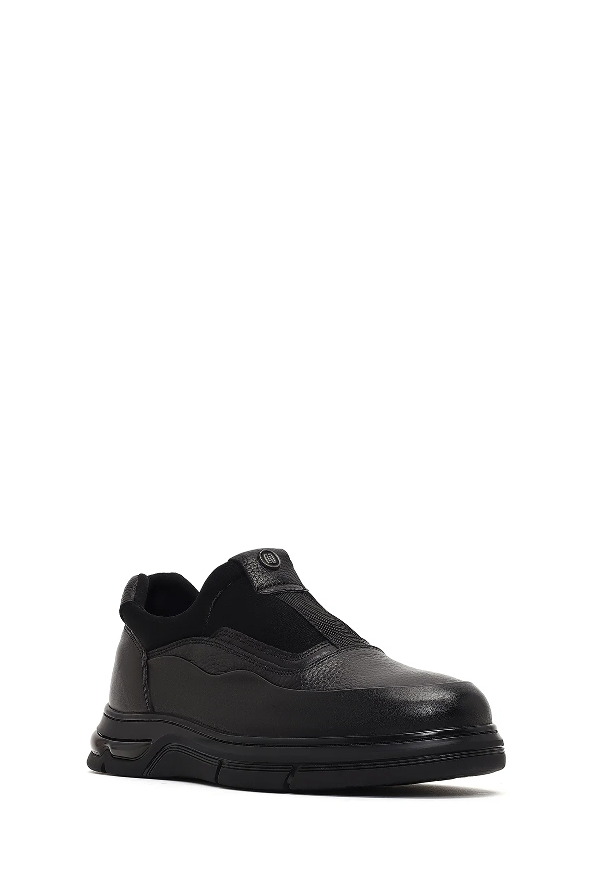 Erkek Siyah Kalın Tabanlı Deri Casual Comfort Sneaker - Image 6