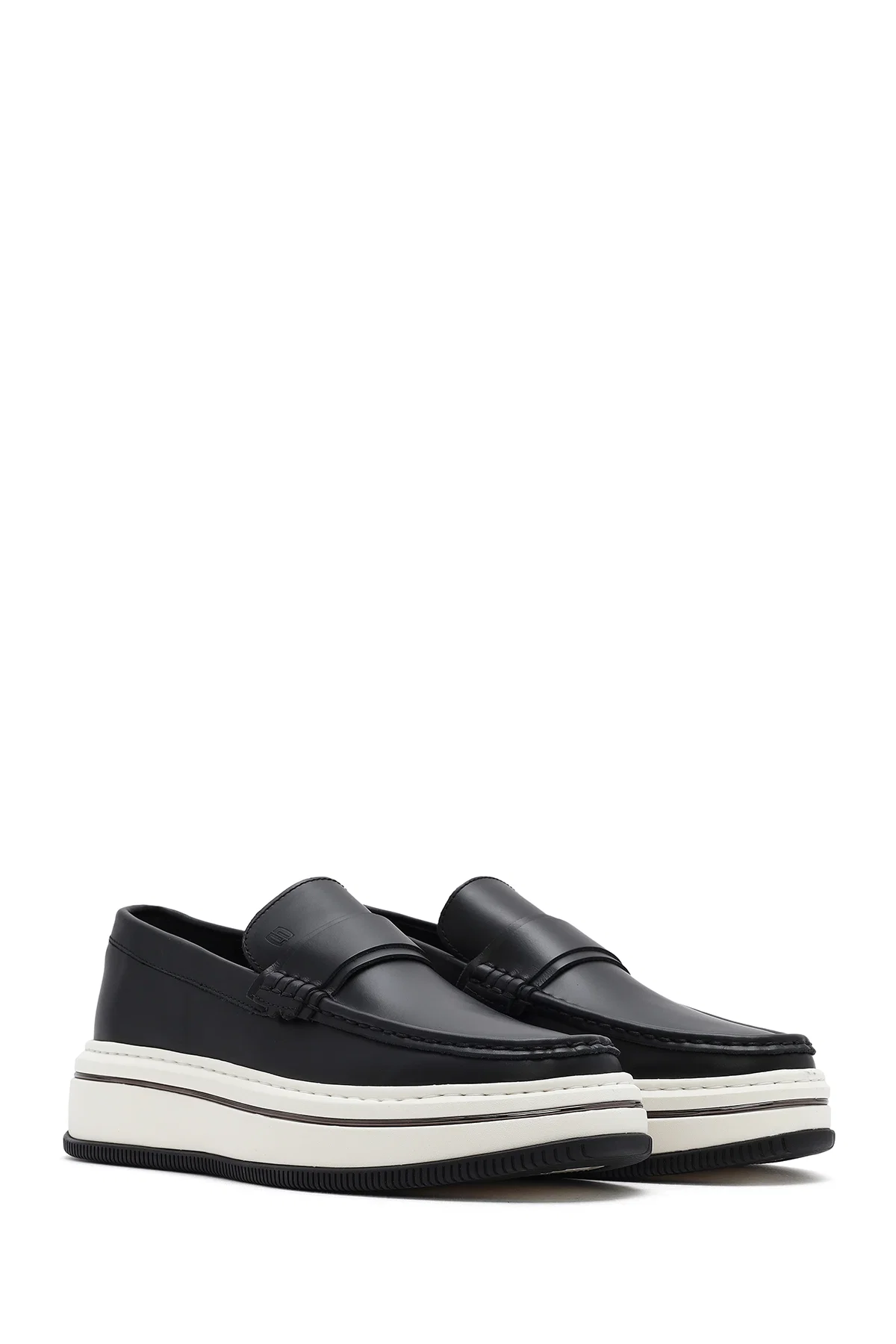 Erkek Siyah Kalın Tabanlı Deri Casual Loafer - Image 3
