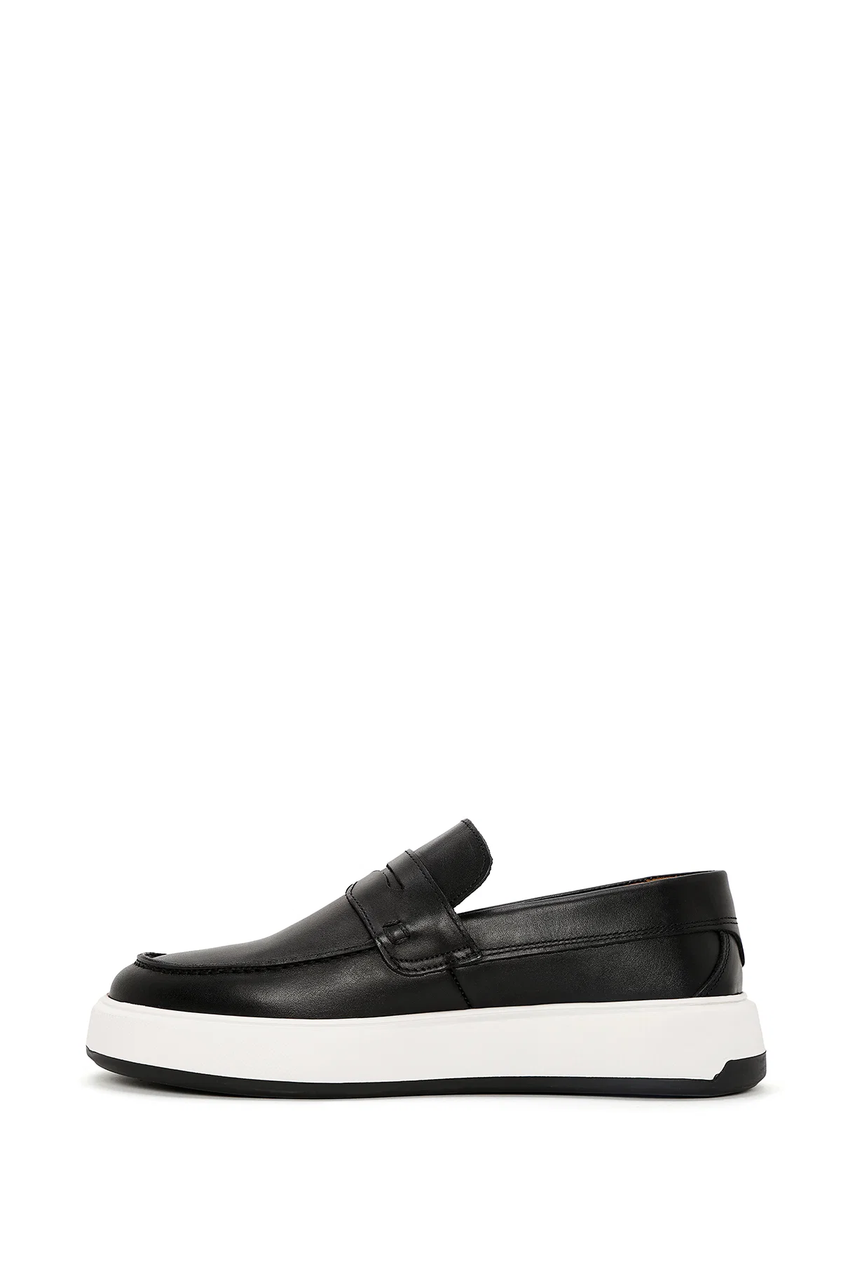 Erkek Siyah Kalın Tabanlı Deri Casual Loafer - Image 2