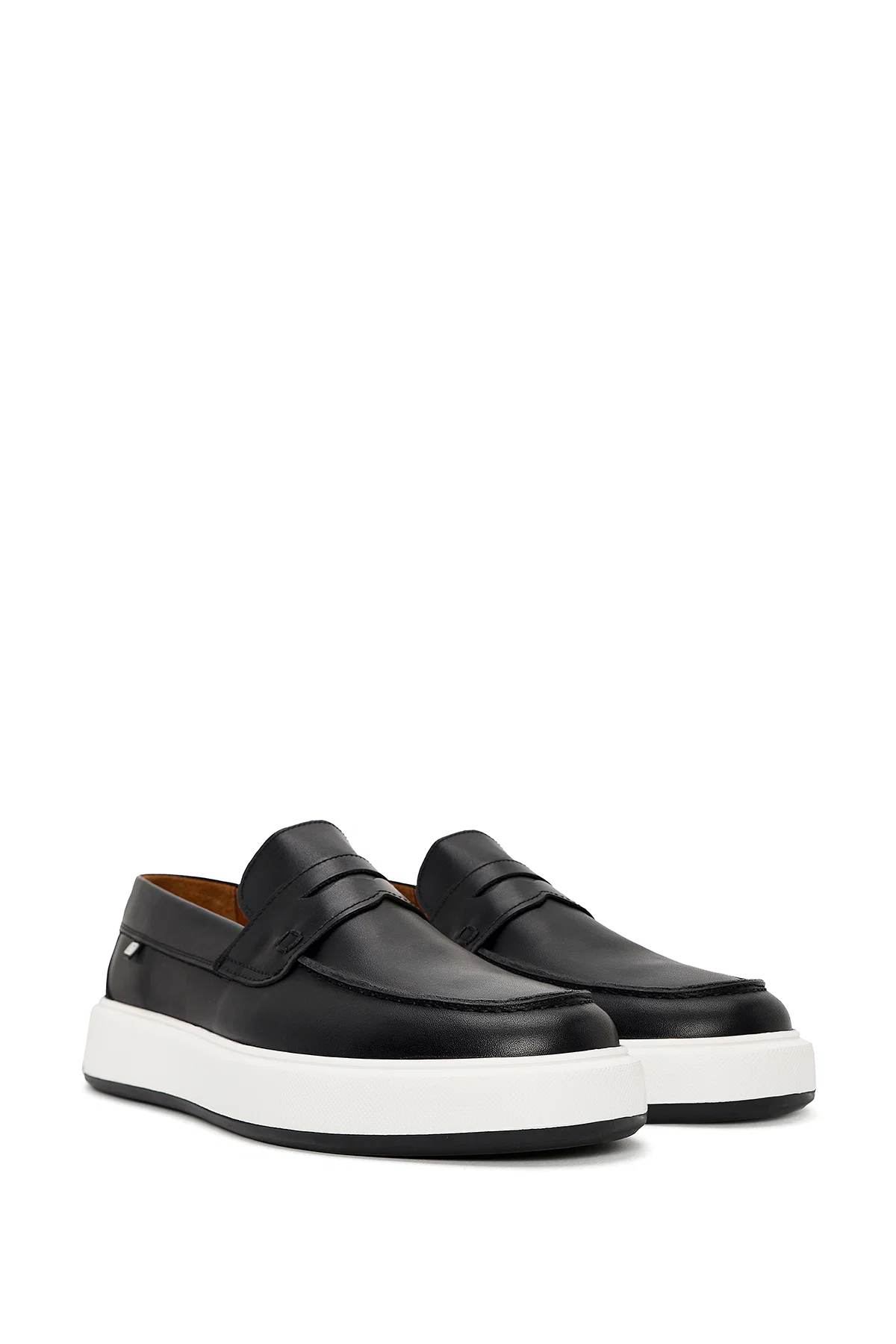 Erkek Siyah Kalın Tabanlı Deri Casual Loafer - Image 3