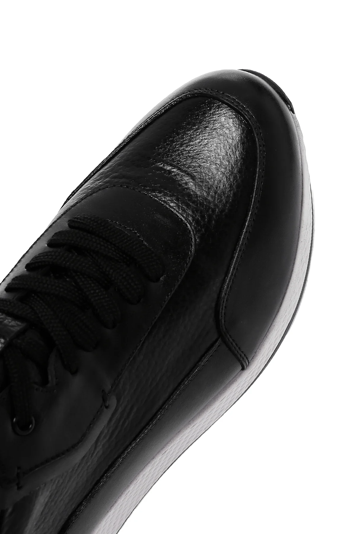 Erkek Siyah Kalın Tabanlı Deri Casual Sneaker - Image 9