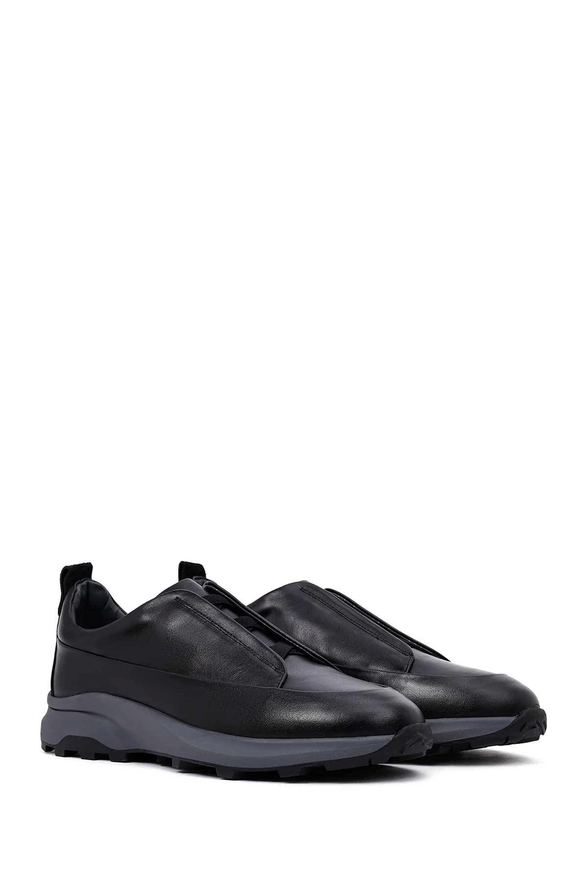 Erkek Siyah Kalın Tabanlı Deri Casual Sneaker - Image 3
