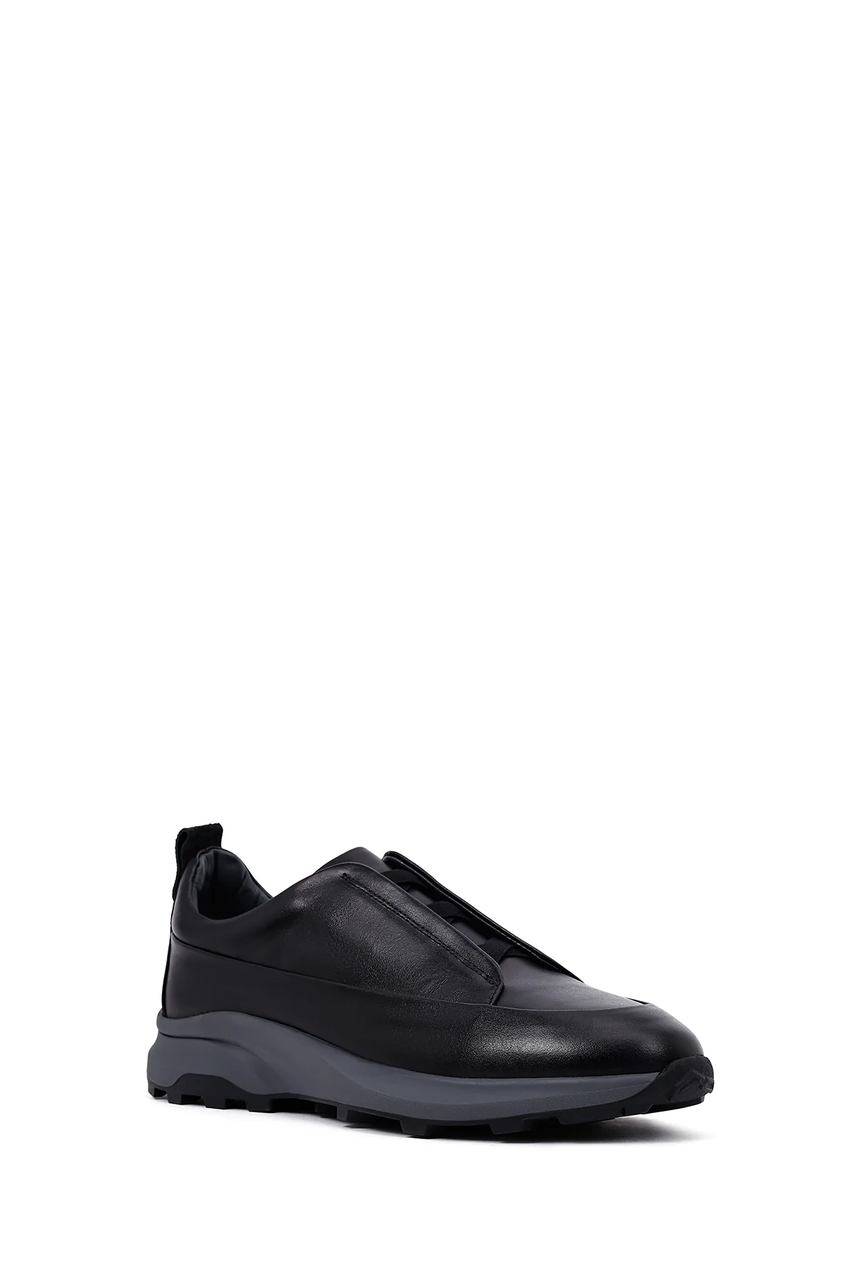 Erkek Siyah Kalın Tabanlı Deri Casual Sneaker - Image 6