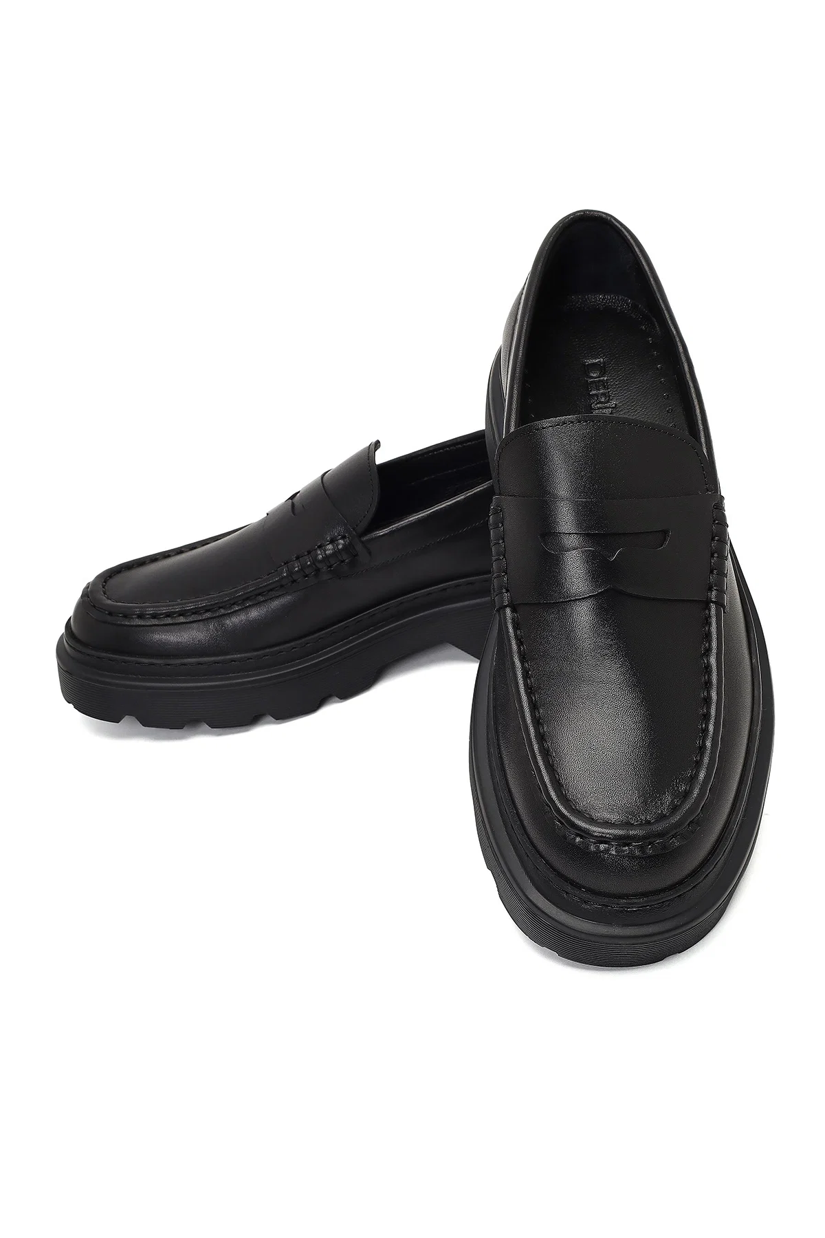 Erkek Siyah Kalın Tabanlı Deri Loafer - Image 10