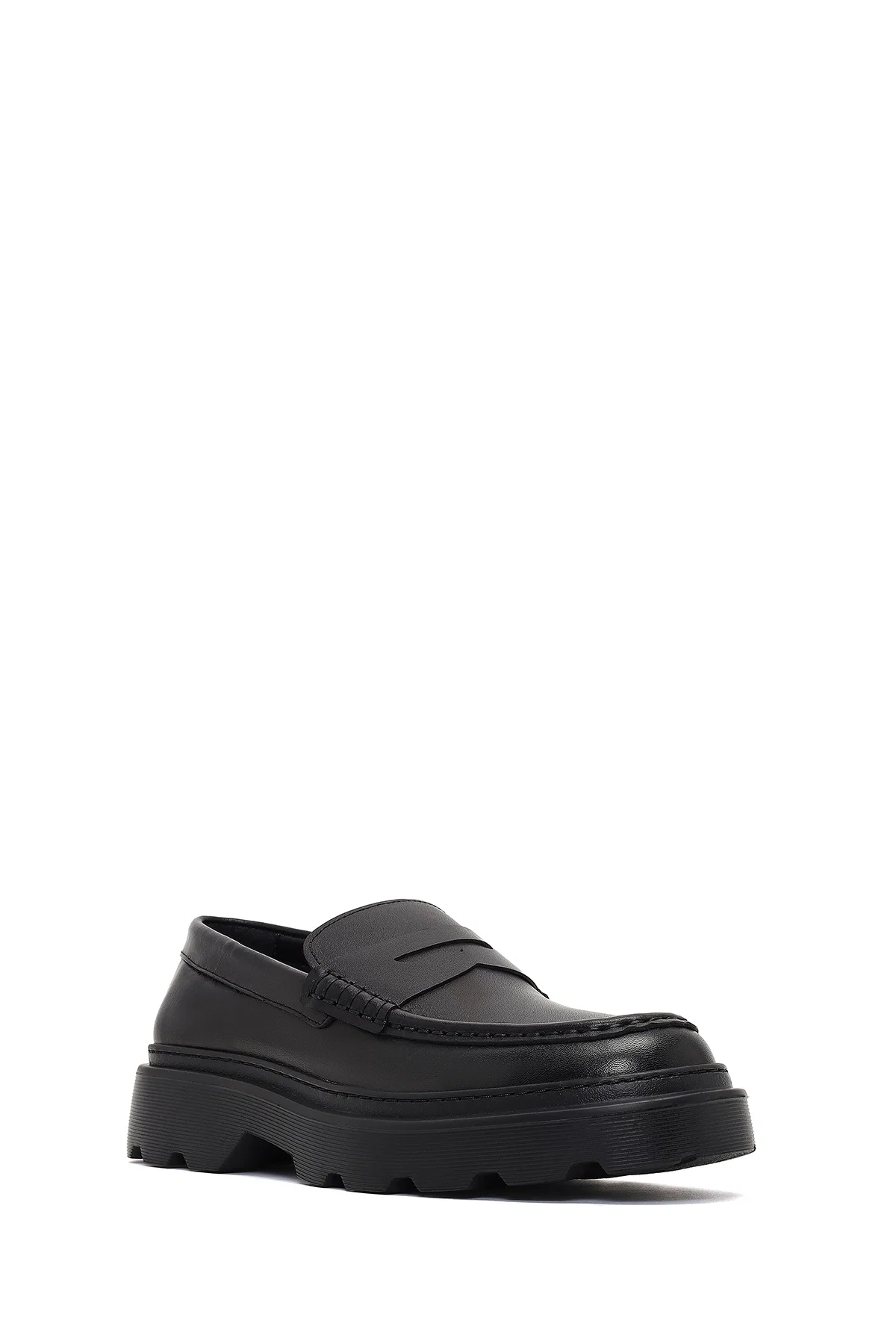 Erkek Siyah Kalın Tabanlı Deri Loafer - Image 6