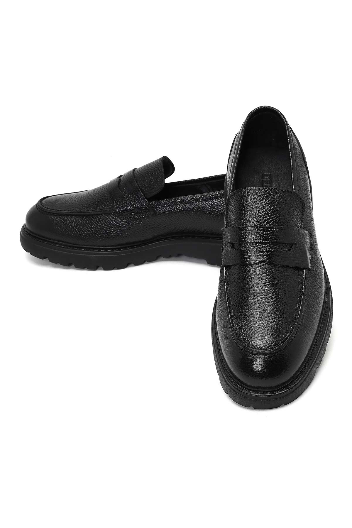 Erkek Siyah Kalın Tabanlı Deri Loafer - Image 11
