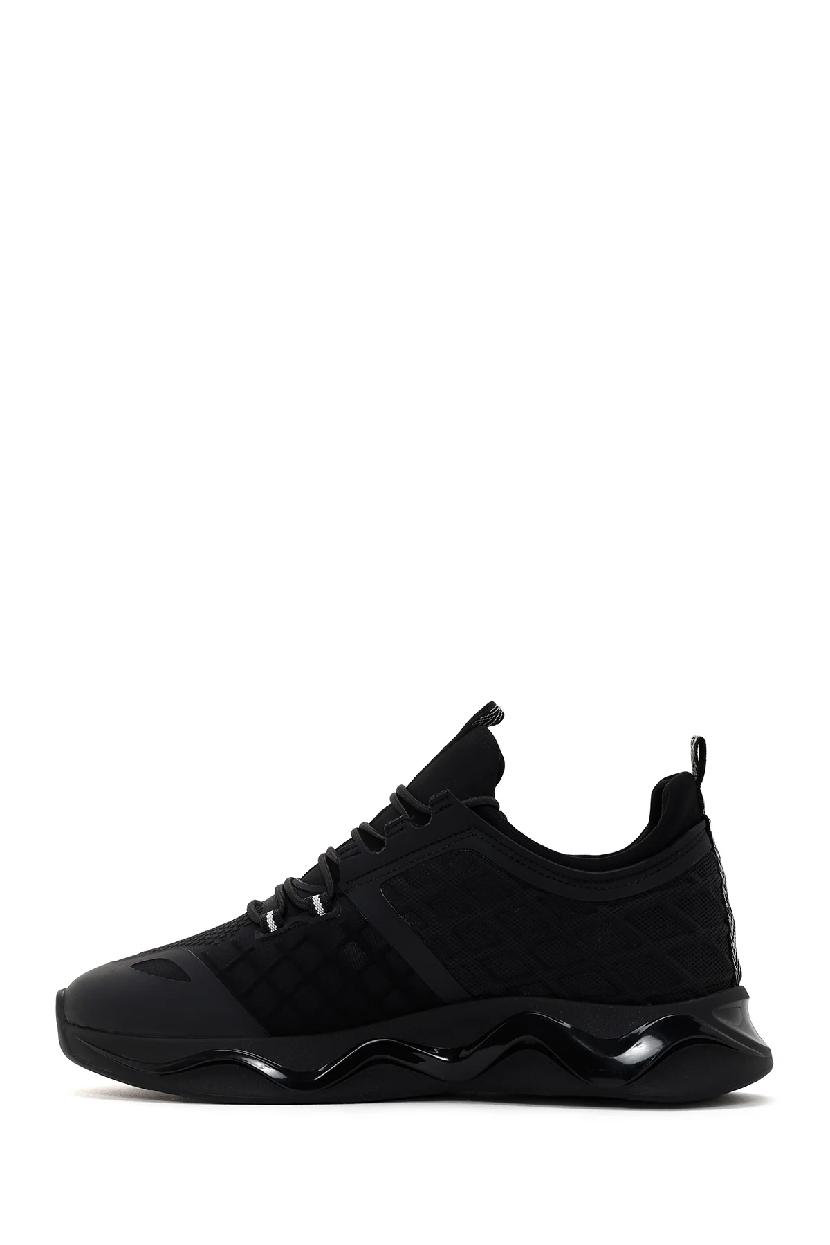 Erkek Siyah Kalın Tabanlı Deri Sneaker - Image 2