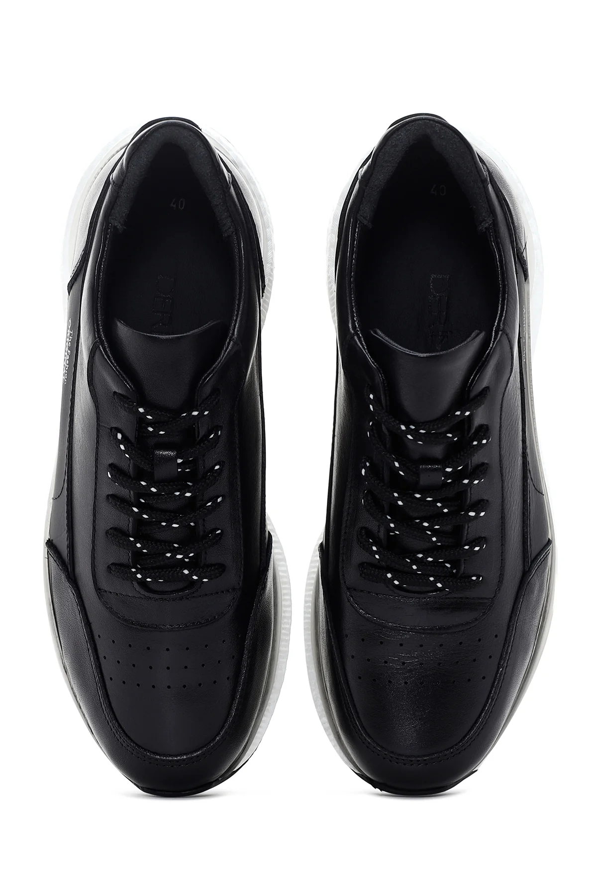 Erkek Siyah Kalın Tabanlı Deri Sneaker - Image 6
