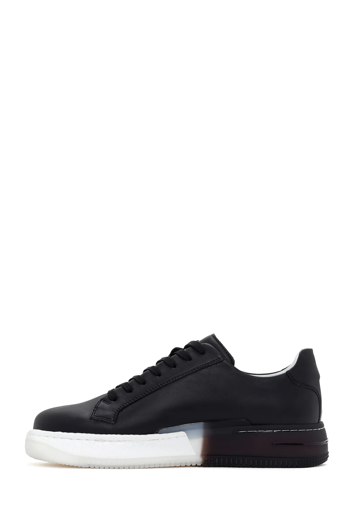 Erkek Siyah Kalın Tabanlı Deri Sneaker - Image 2