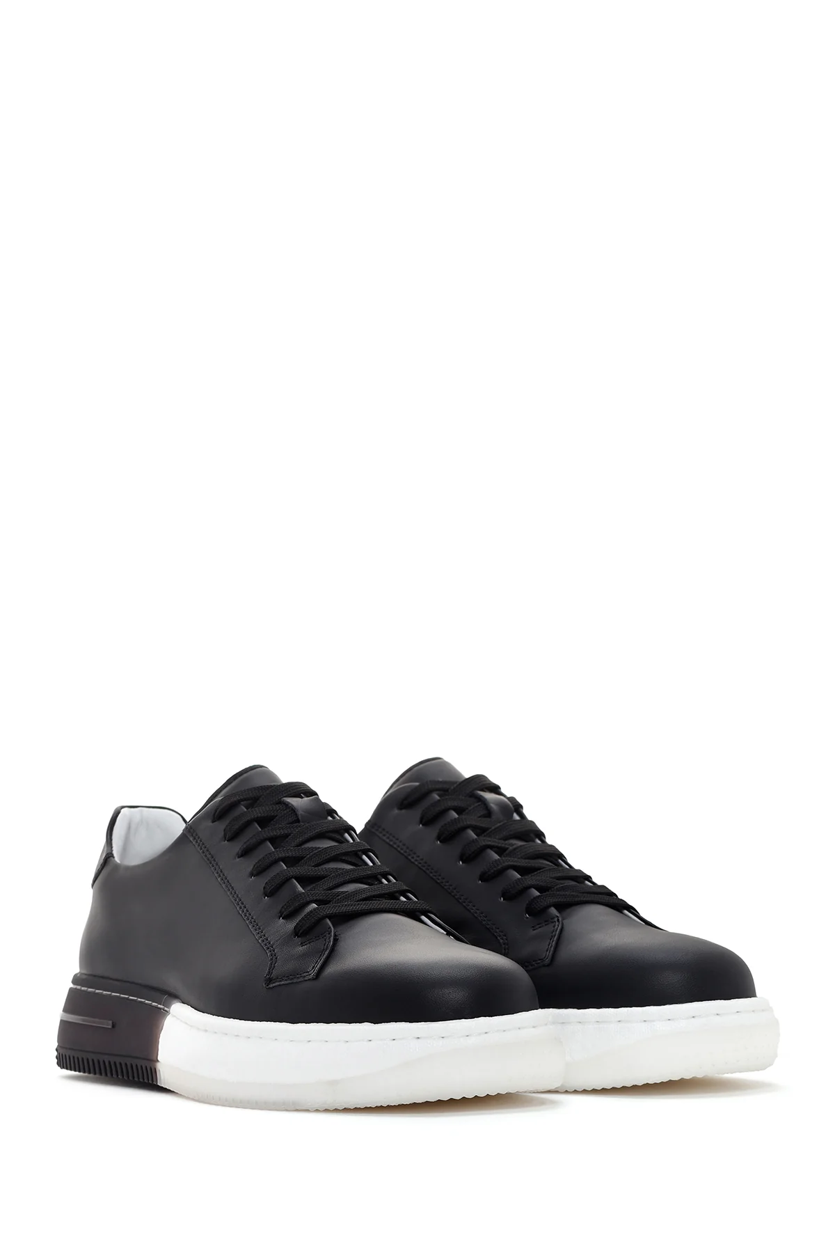 Erkek Siyah Kalın Tabanlı Deri Sneaker - Image 3