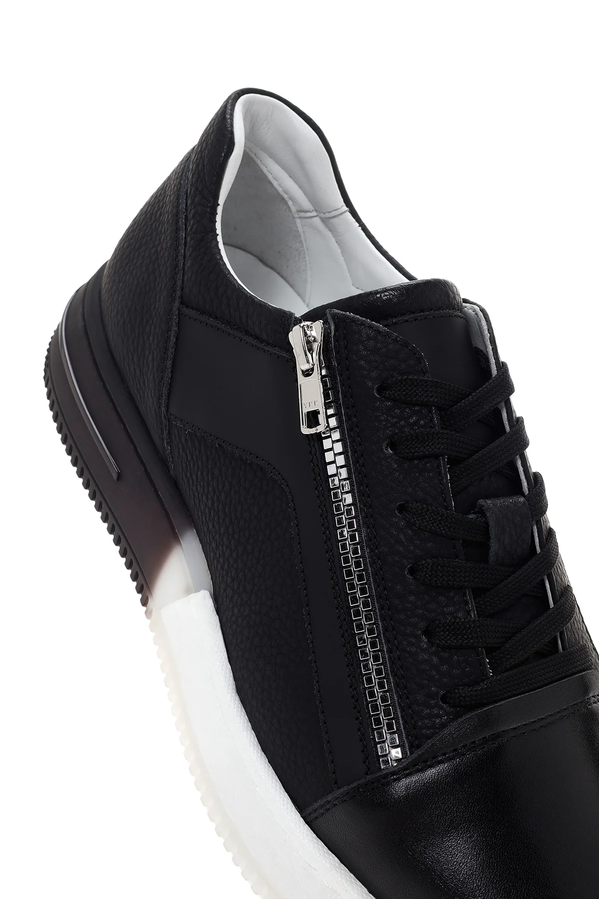 Erkek Siyah Kalın Tabanlı Deri Sneaker - Image 10