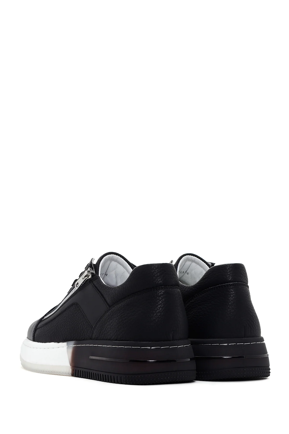 Erkek Siyah Kalın Tabanlı Deri Sneaker - Image 5